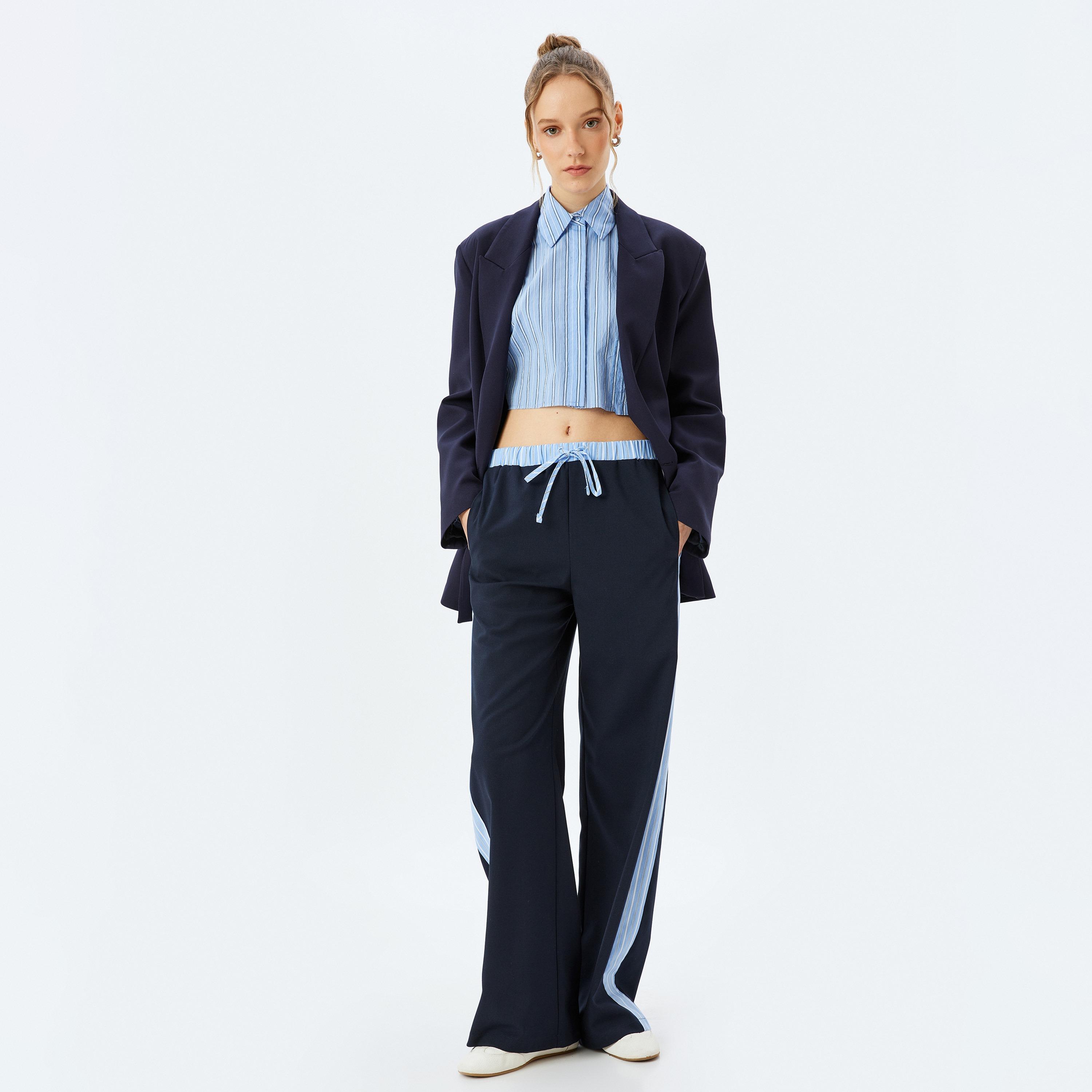بنطلون نسائي سادة برباط سحب من كوتون-women-clothing-bottoms-trousers-image-2