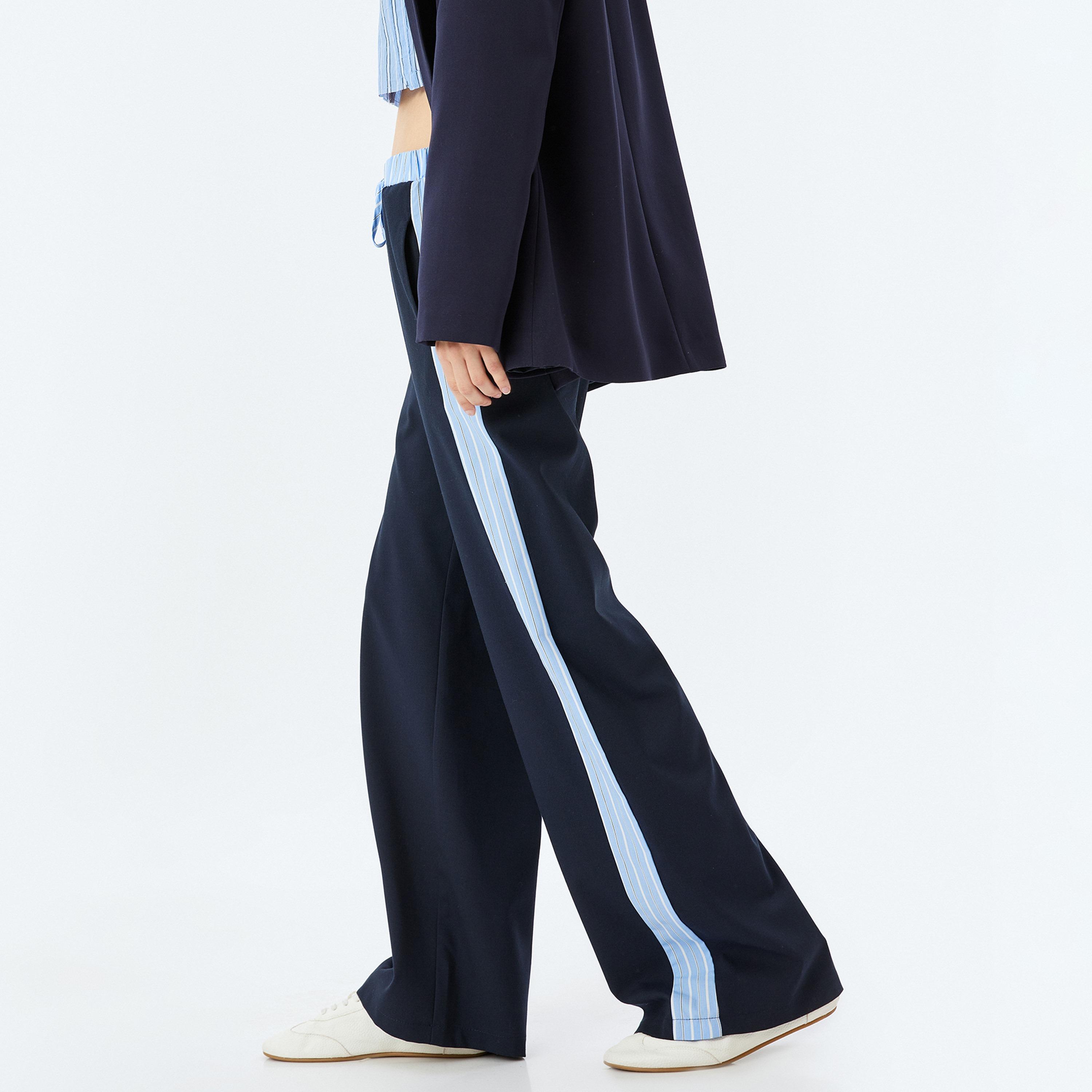 بنطلون نسائي سادة برباط سحب من كوتون-women-clothing-bottoms-trousers-image-4
