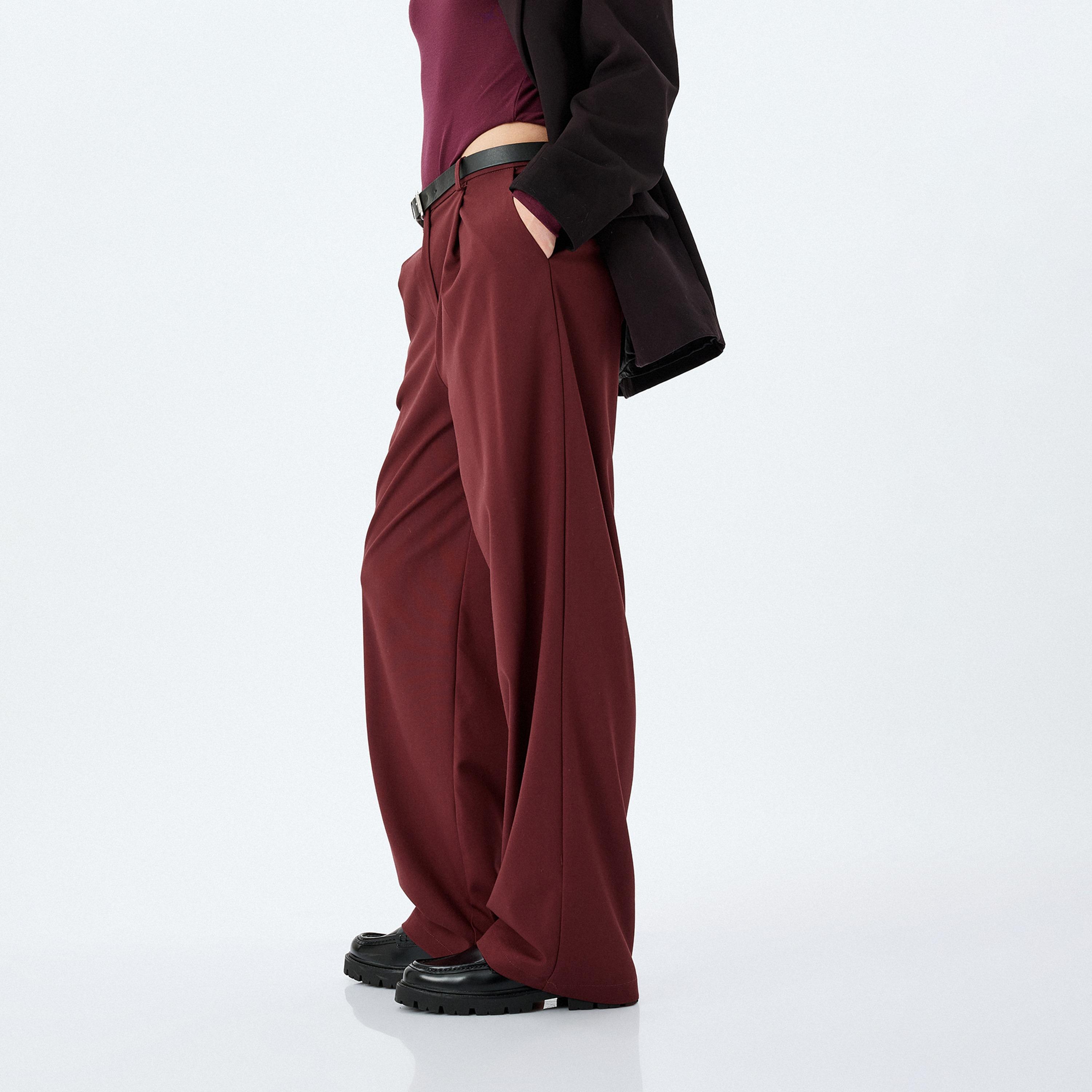 بنطلون نسائي سادة بأزرار وسحاب للإغلاق من كوتون-women-clothing-bottoms-trousers-image-4