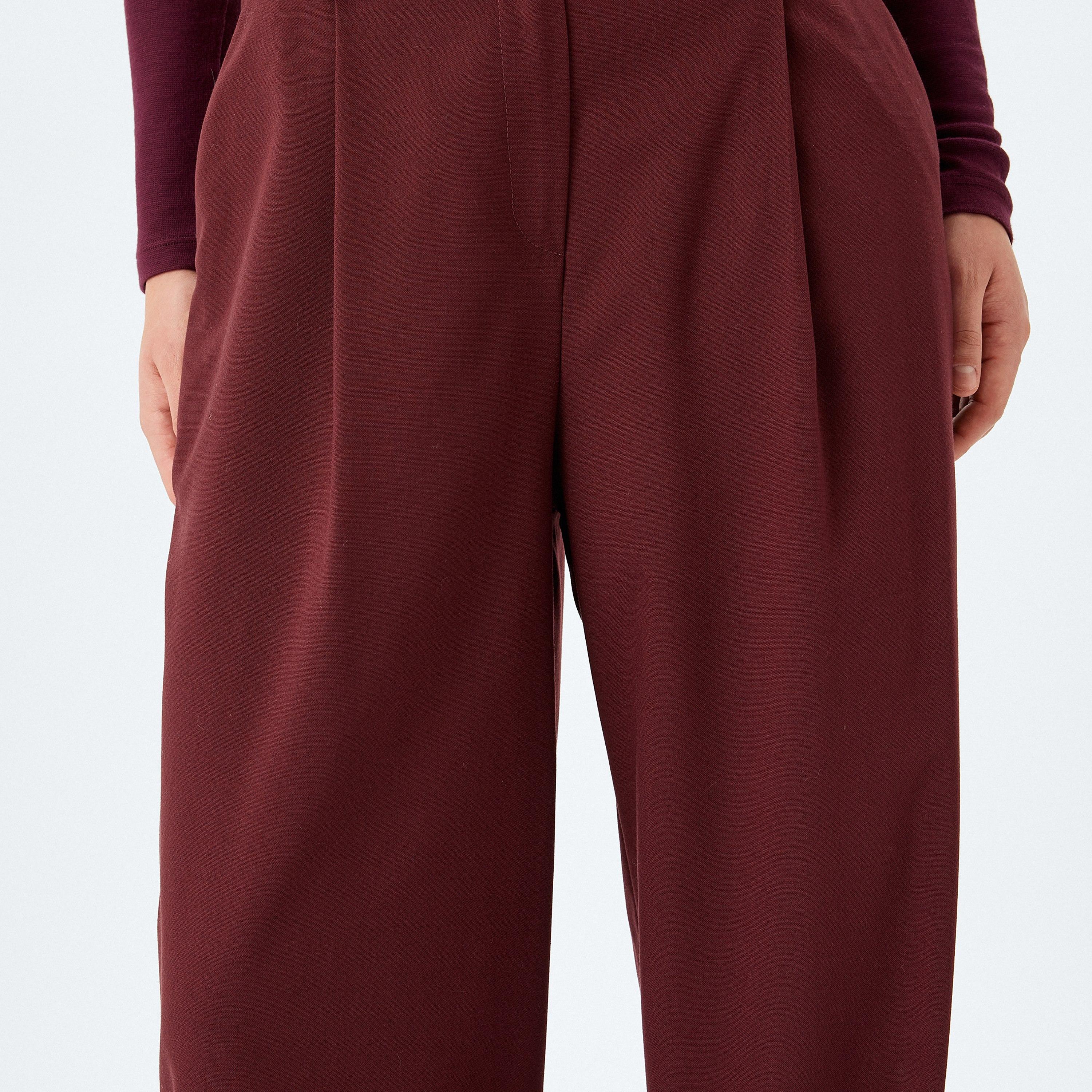 بنطلون نسائي سادة بأزرار وسحاب للإغلاق من كوتون-women-clothing-bottoms-trousers-image-5