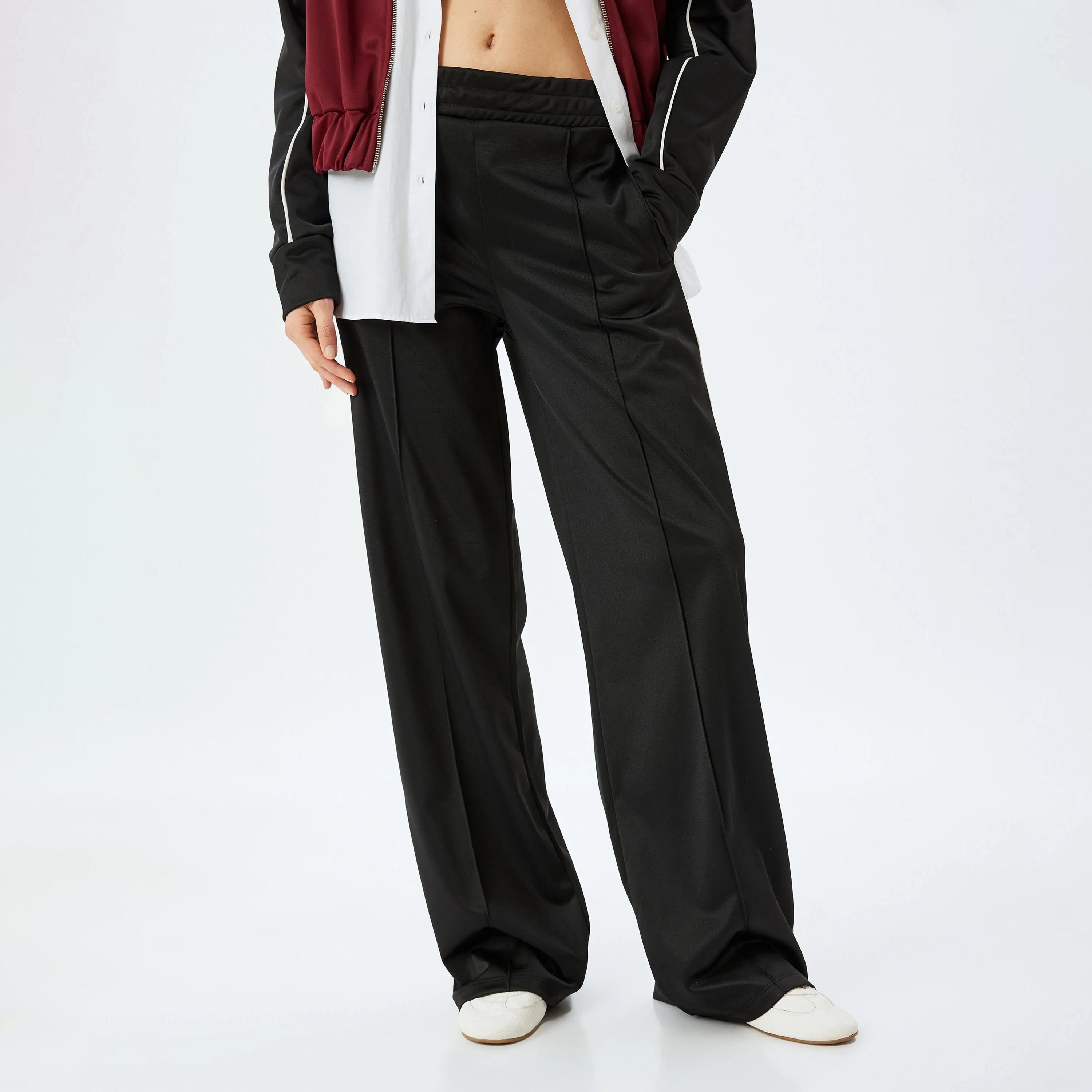 KOTON Black Elasticated Waist Women's Sweat Pants-women-clothing-bottoms-joggers-image-1
