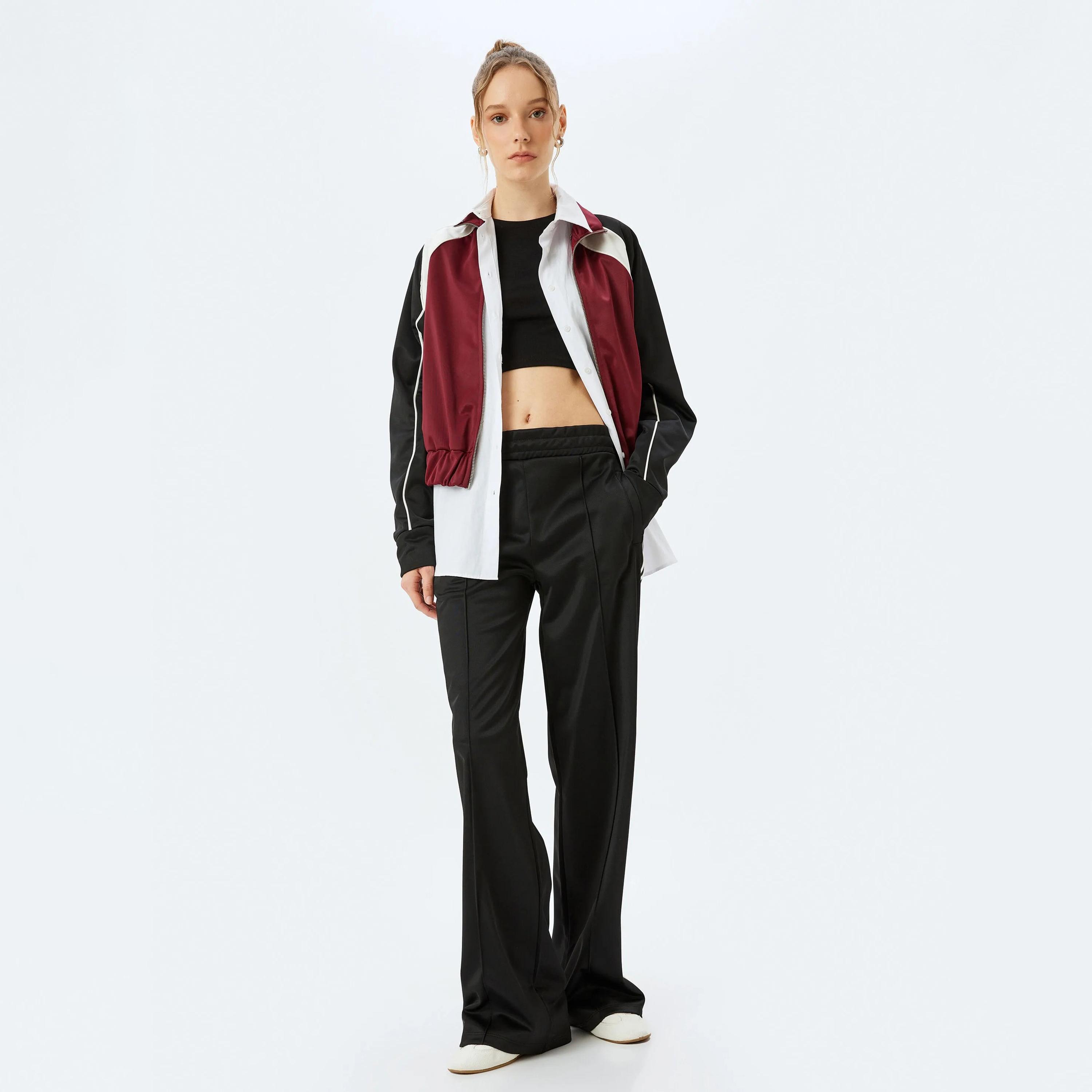 KOTON Black Elasticated Waist Women's Sweat Pants-women-clothing-bottoms-joggers-image-2
