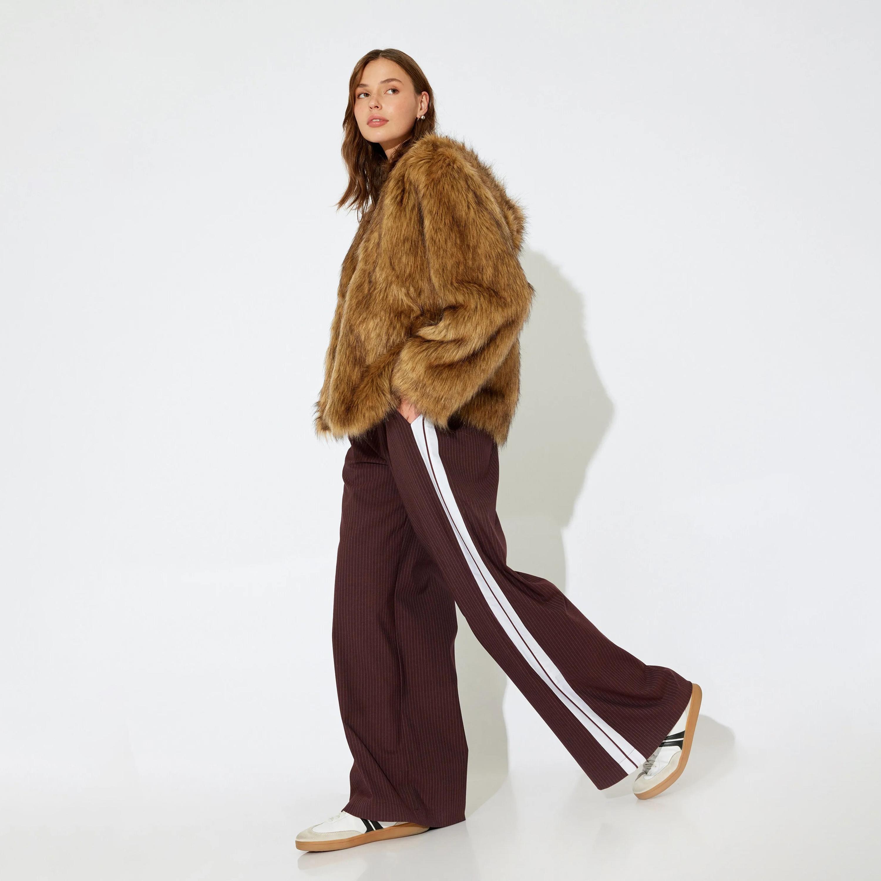 KOTON Red Striped Elasticated Waist Women's Trousers-women-clothing-bottoms-joggers-image-2