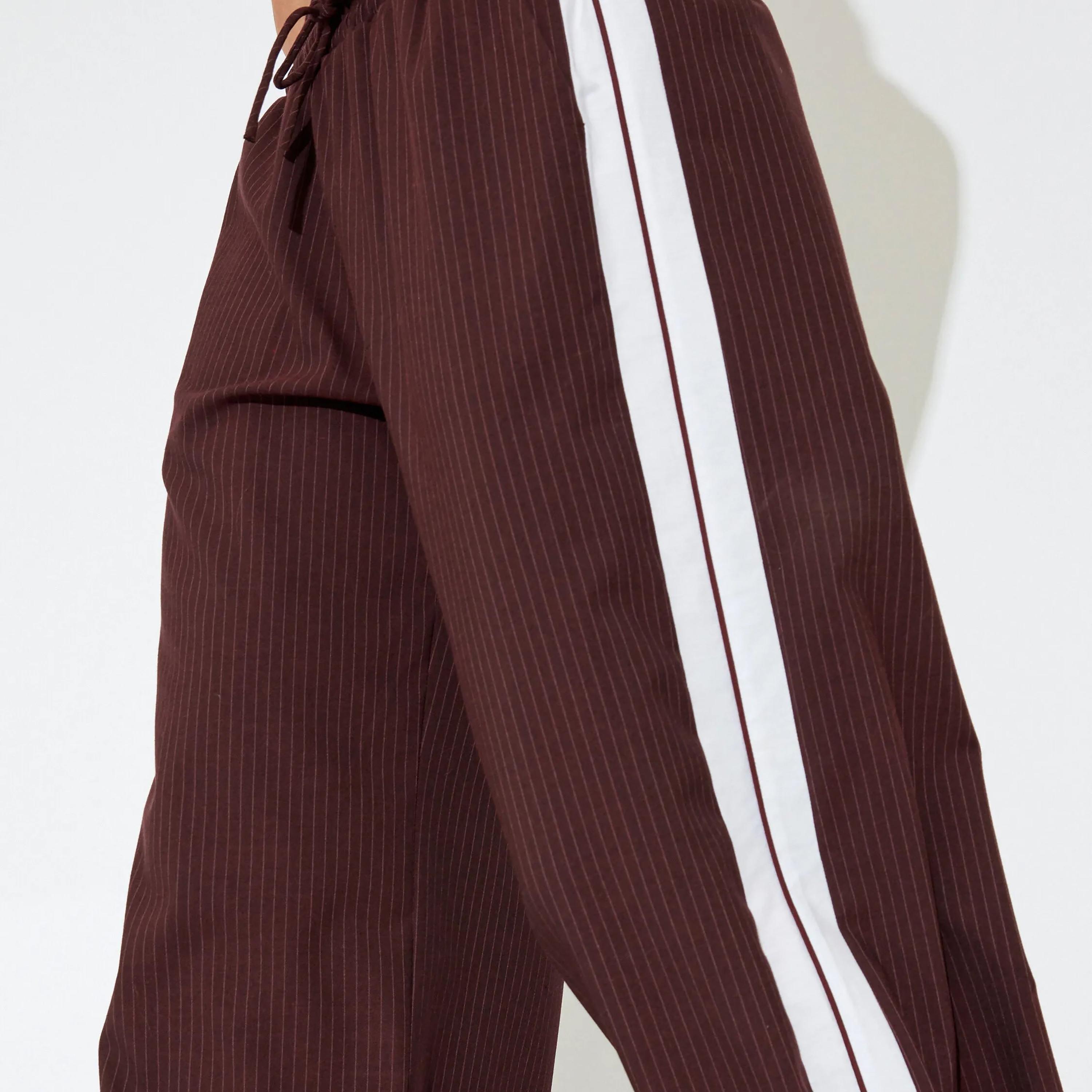 KOTON Red Striped Elasticated Waist Women's Trousers-women-clothing-bottoms-joggers-image-4