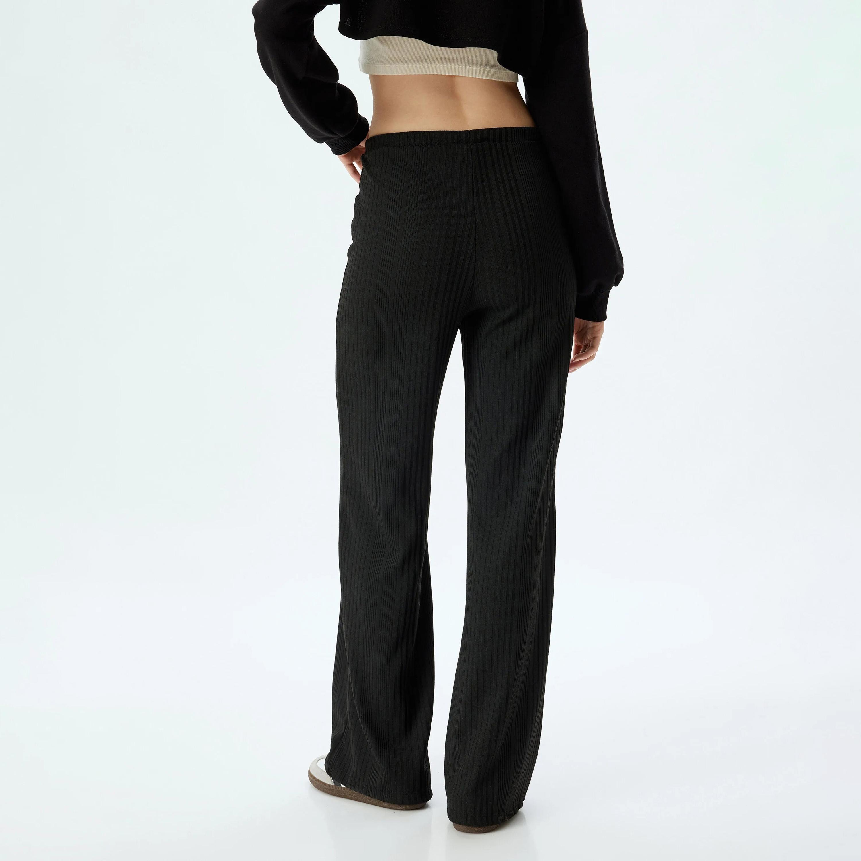 بنطلون نسائي أسود برباط خصر من كوتون-women-clothing-bottoms-trousers-image-3