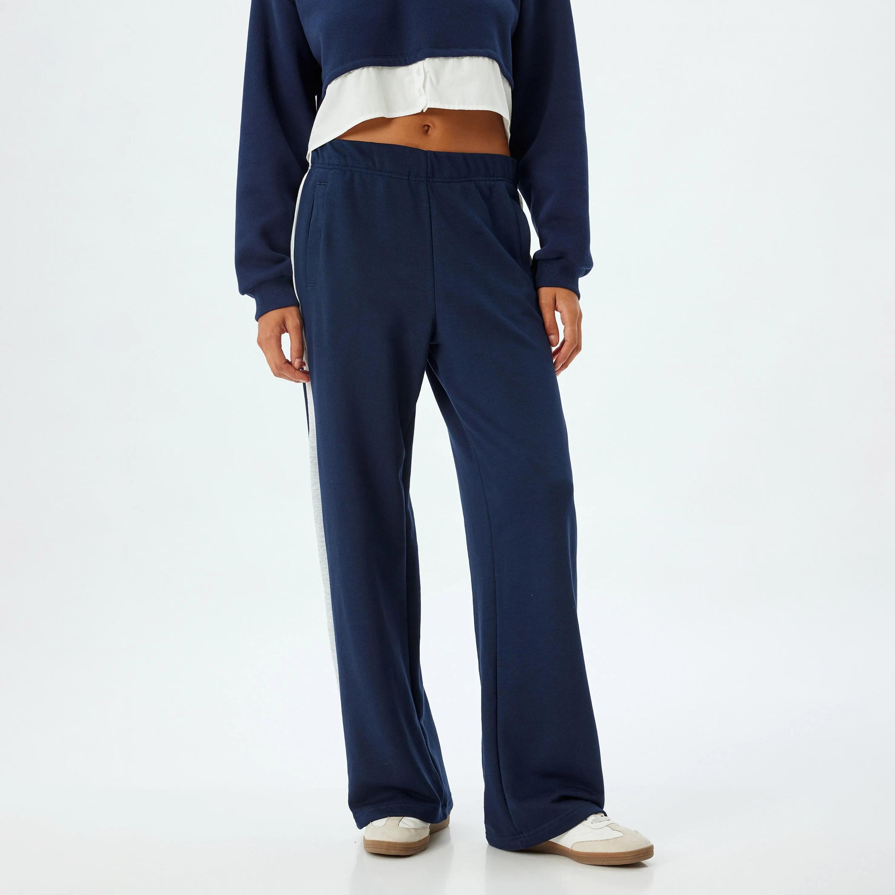 KOTON Blue Elasticated Waist Women's Sweat Pants-women-clothing-bottoms-joggers-image-1