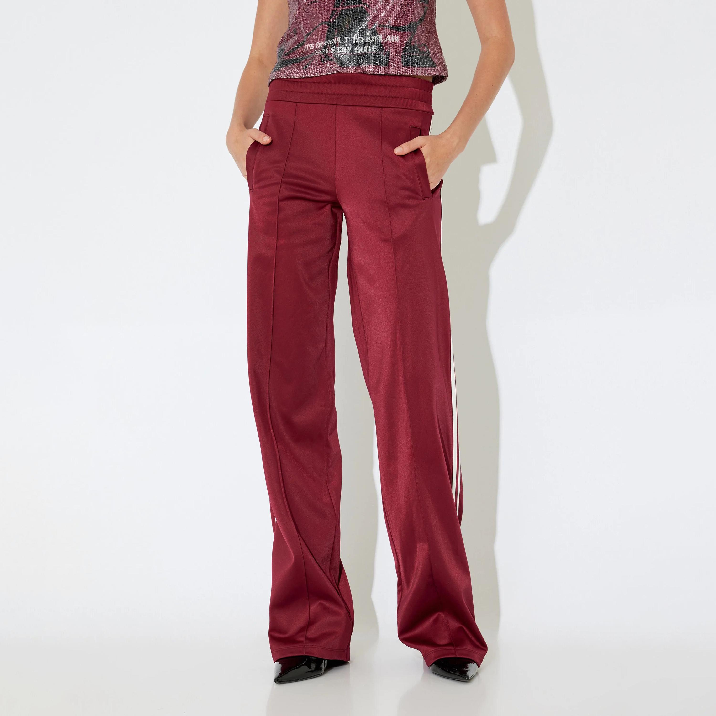 KOTON Red Elasticated Waist Wide Leg Women's Sweat Pants-women-clothing-bottoms-joggers-image-1