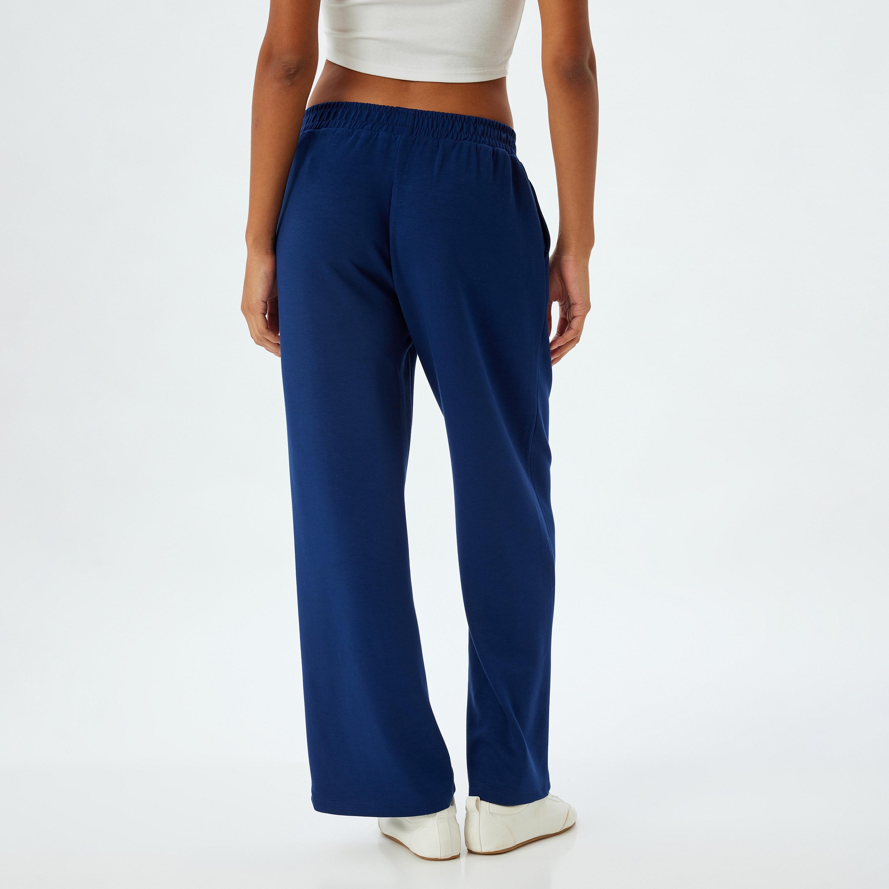سروال رياضي نسائي سادة بخصر مطاطي من كوتون-women-clothing-bottoms-joggers-image-3