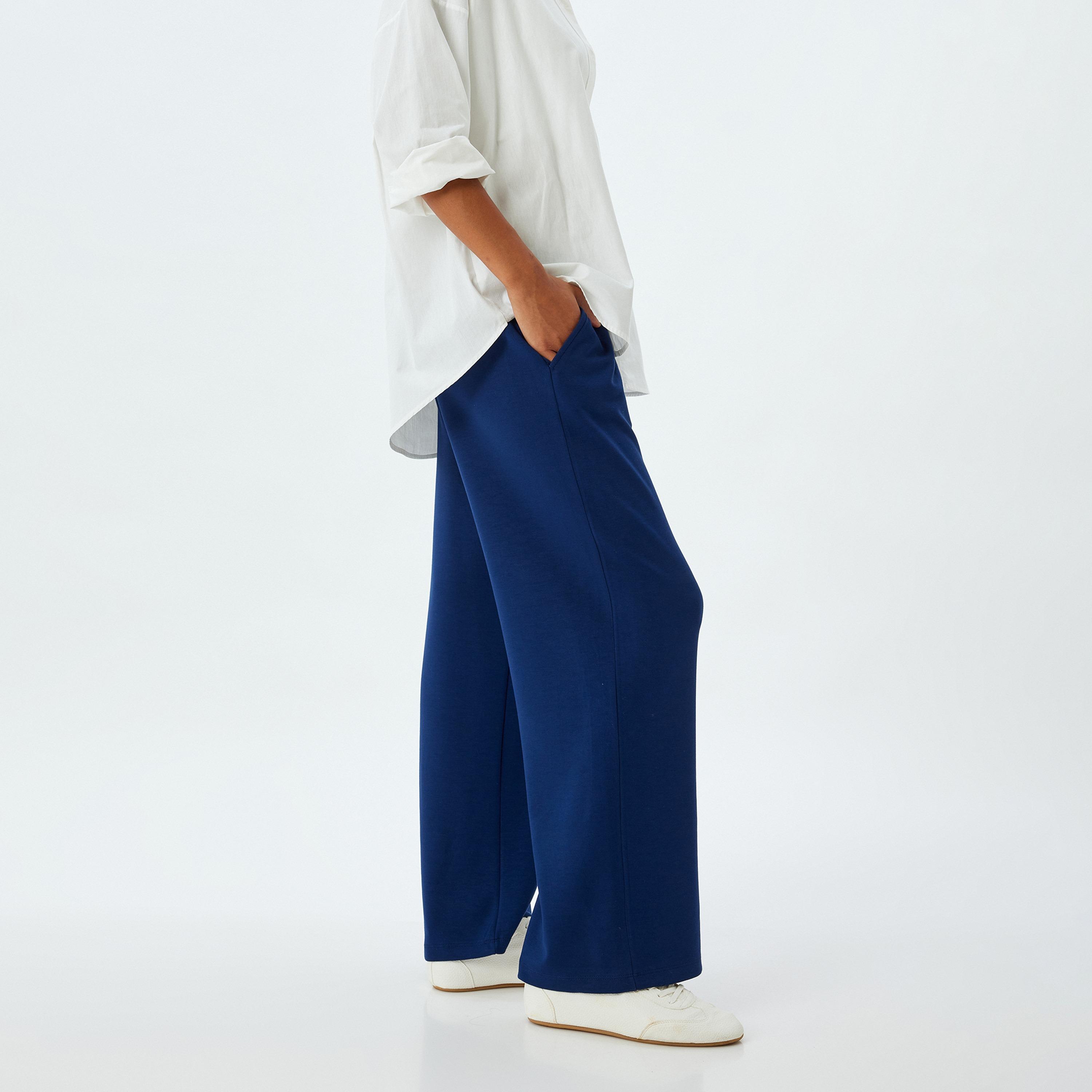 سروال رياضي نسائي سادة بخصر مطاطي من كوتون-women-clothing-bottoms-joggers-image-4