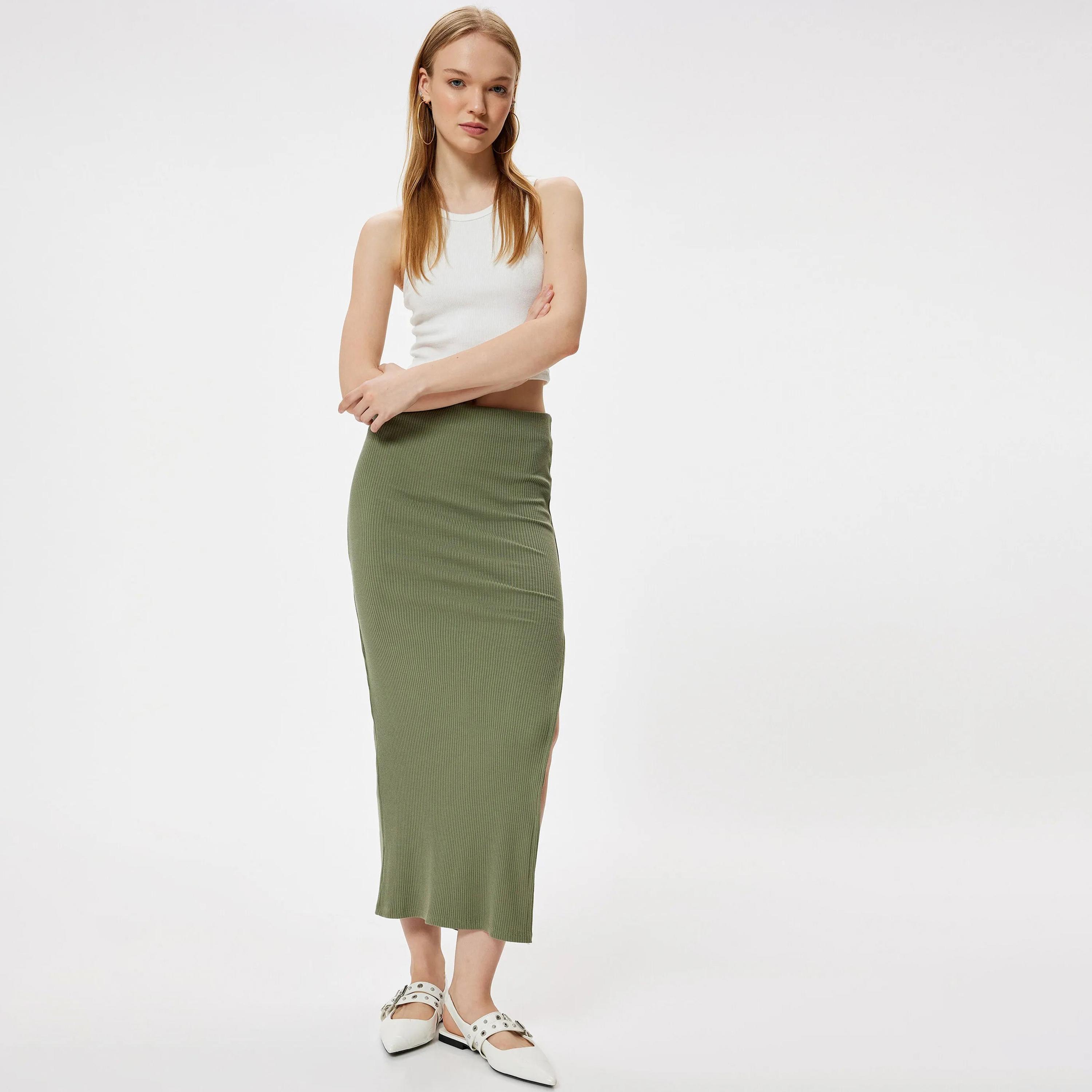 KOTON Ribbed Women's Skirt-women-clothing-bottoms-skirts-image-2