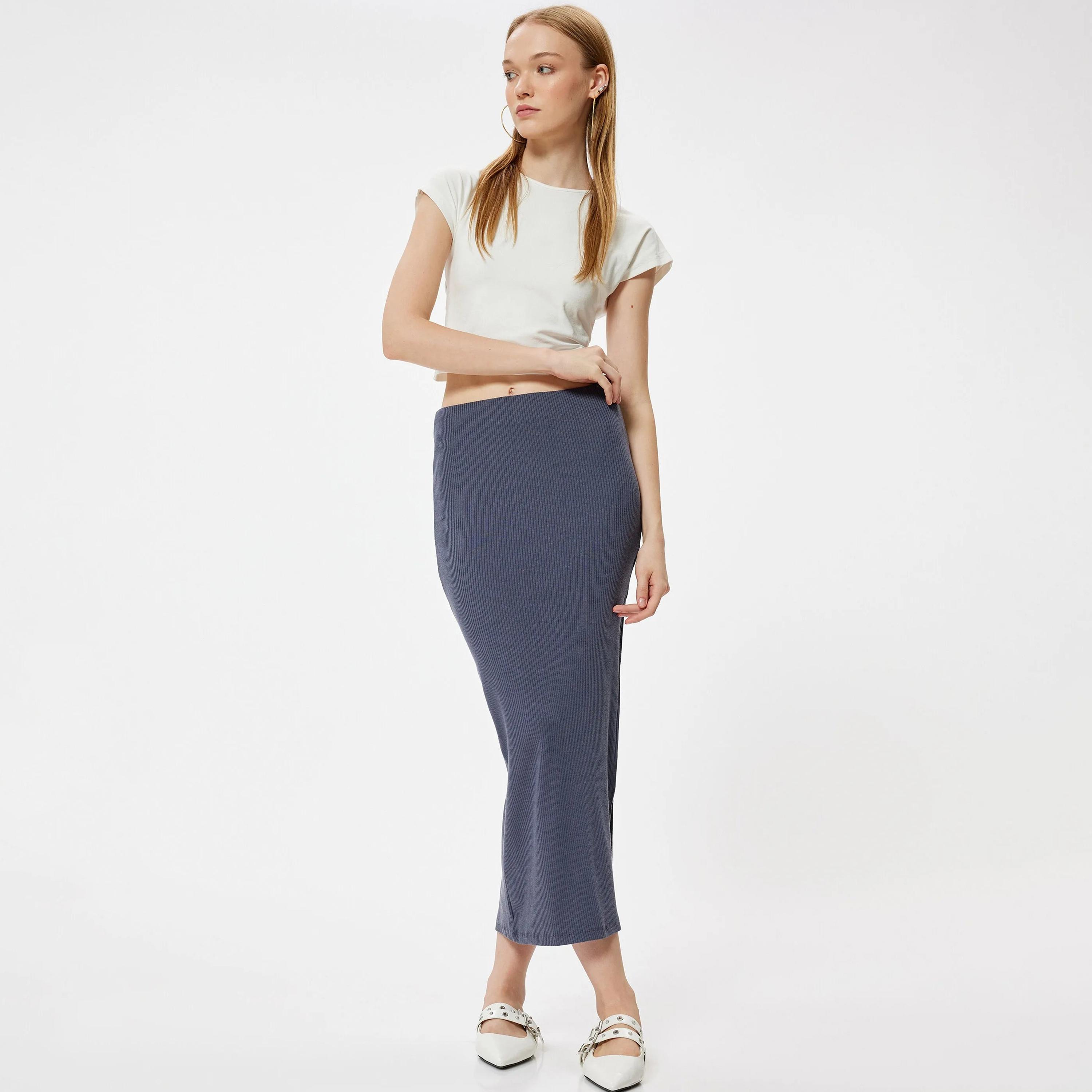 KOTON Ribbed Women's Skirt-women-clothing-bottoms-skirts-image-2