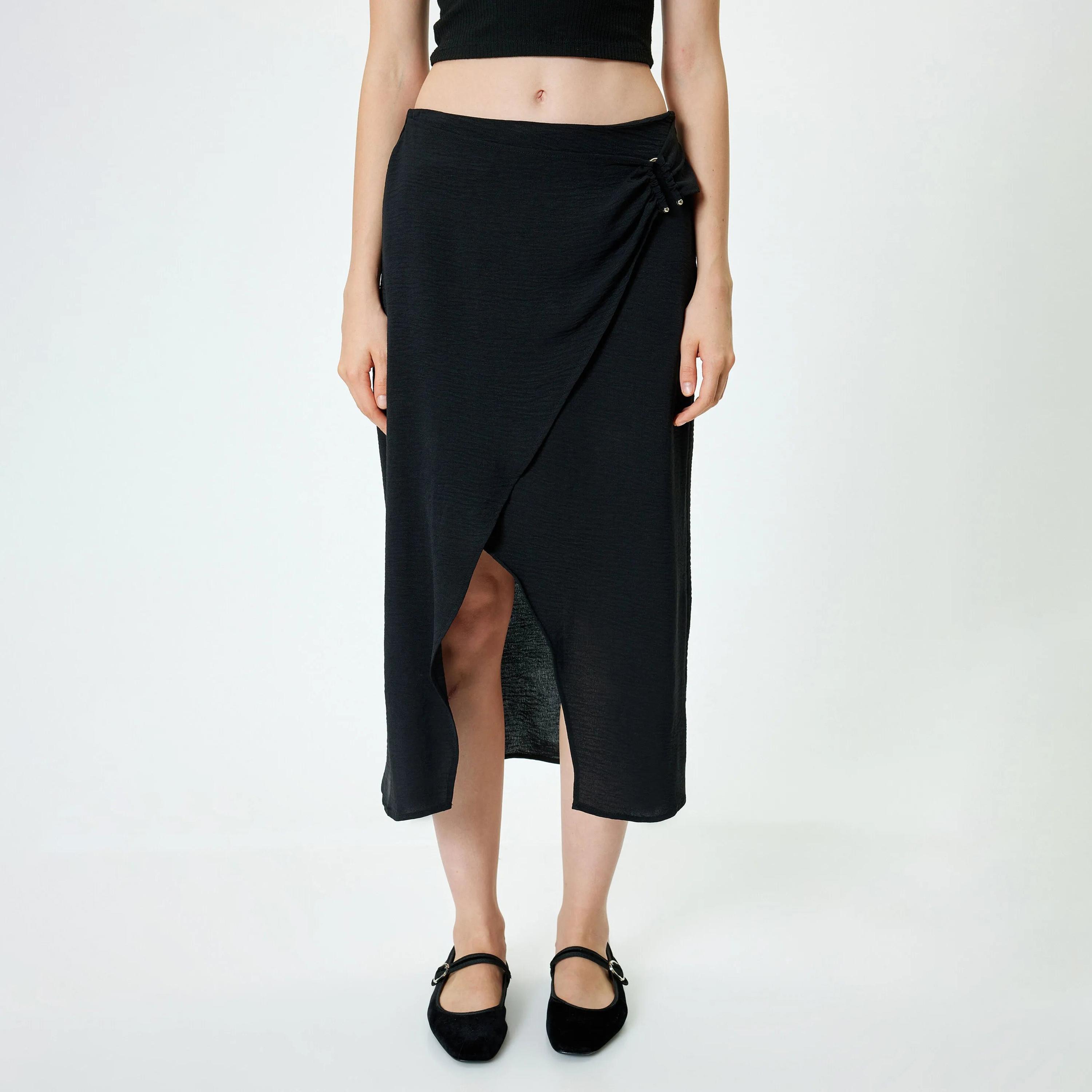 تنورة نسائية سوداء منقوش بسحاب مخفي من كوتون-women-clothing-bottoms-skirts-image-1