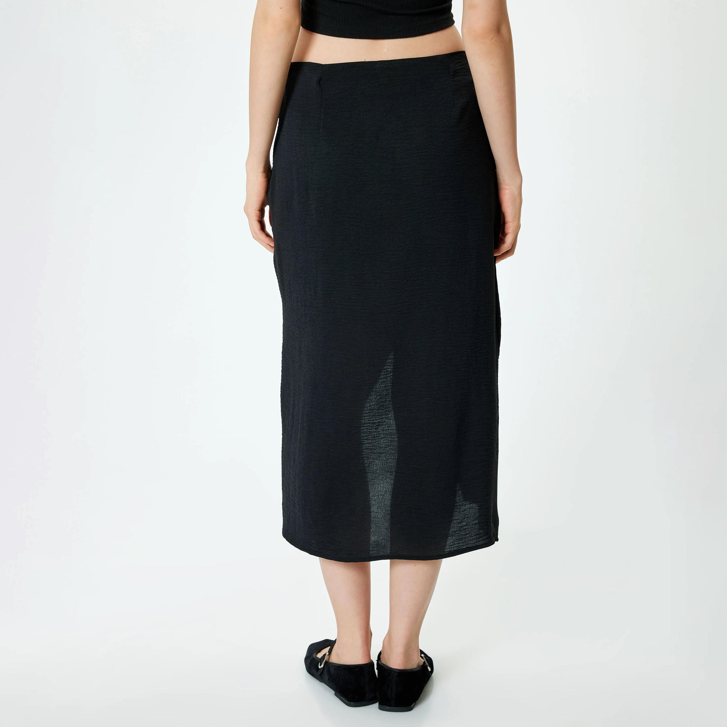 تنورة نسائية سوداء منقوش بسحاب مخفي من كوتون-women-clothing-bottoms-skirts-image-3