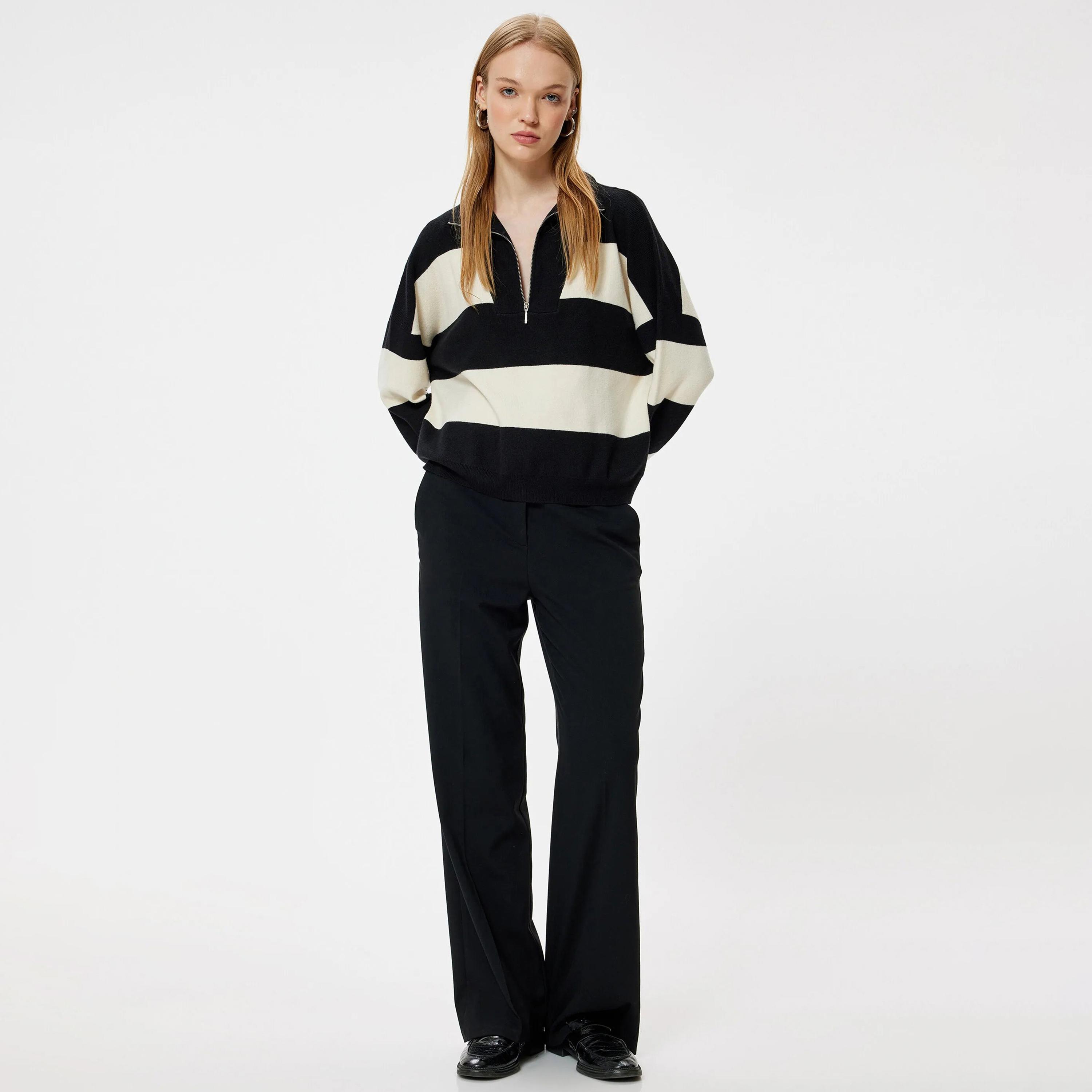KOTON Striped High Neck Women's Sweater-women-clothing-cardigansandjumpers-jumpers-image-2