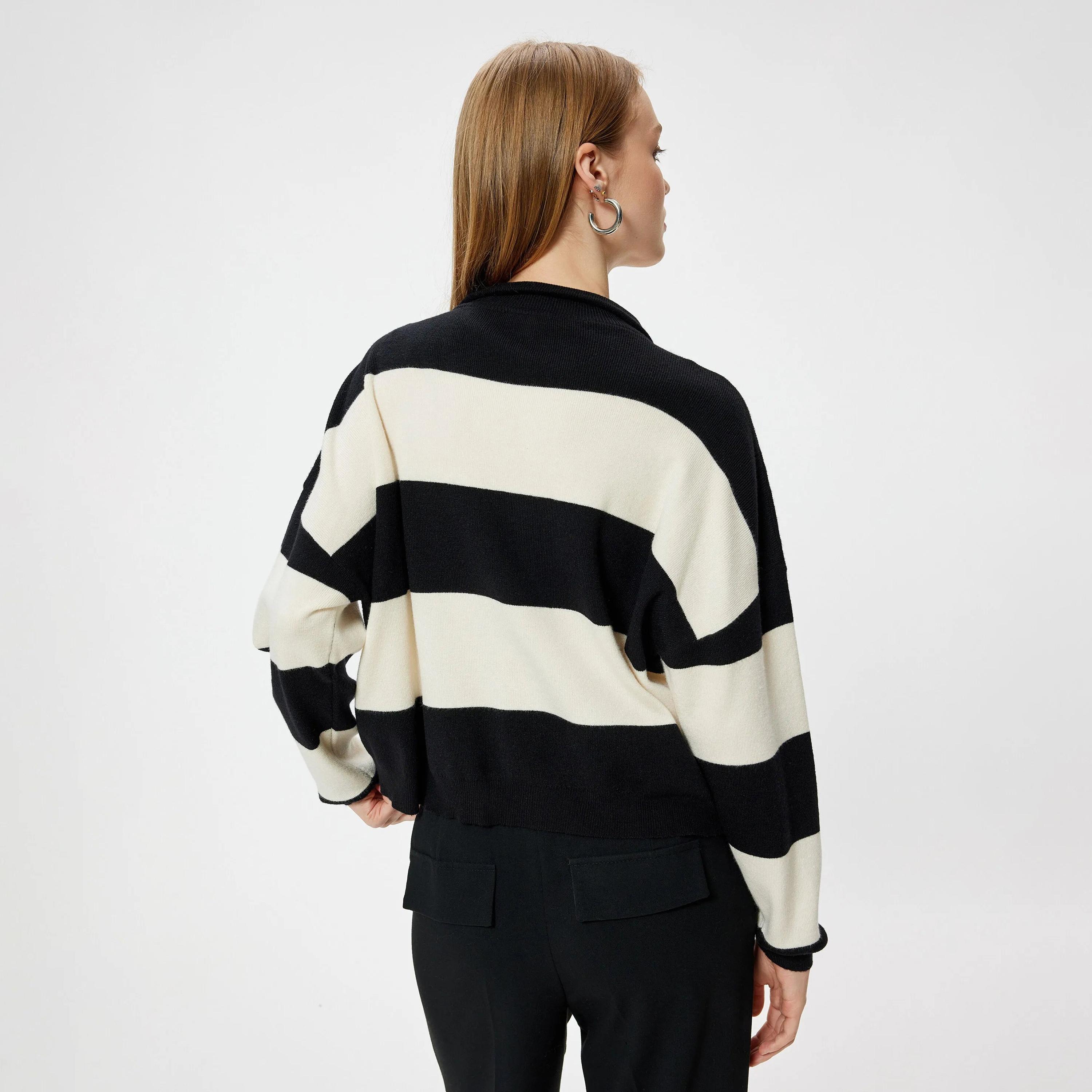 KOTON Striped High Neck Women's Sweater-women-clothing-cardigansandjumpers-jumpers-image-3
