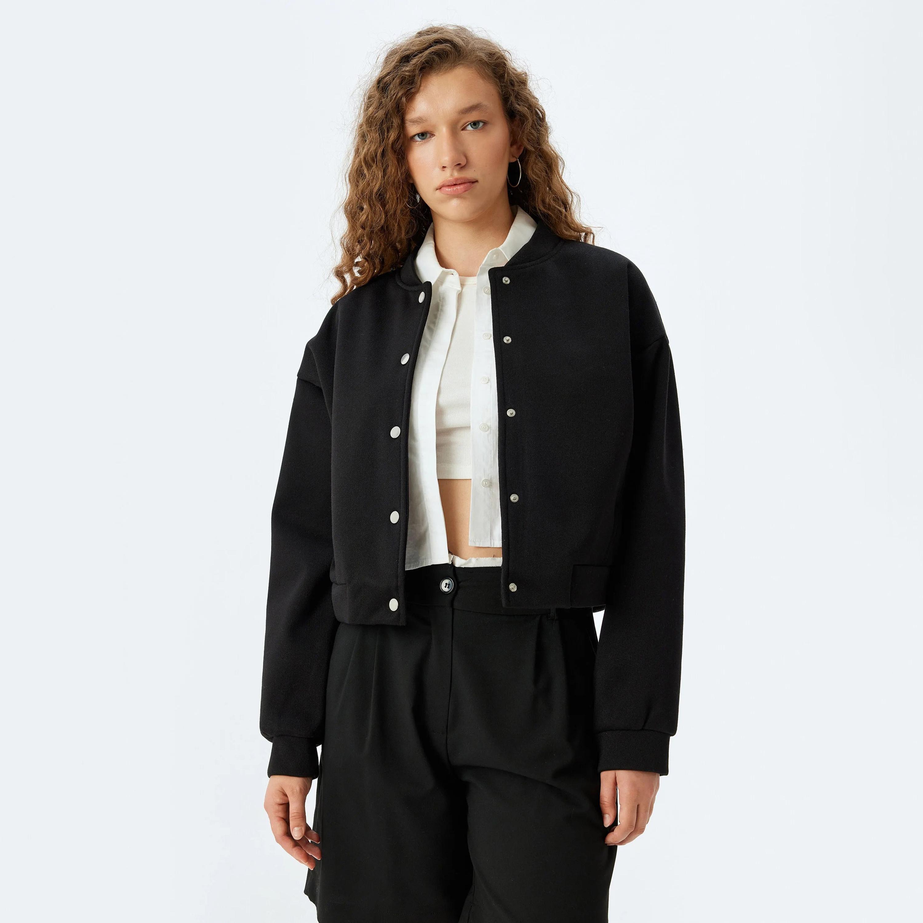 KOTON Black Mandarin Women's Cardigan-women-winterwear-cardigansandjumpers-cardigans-image-1