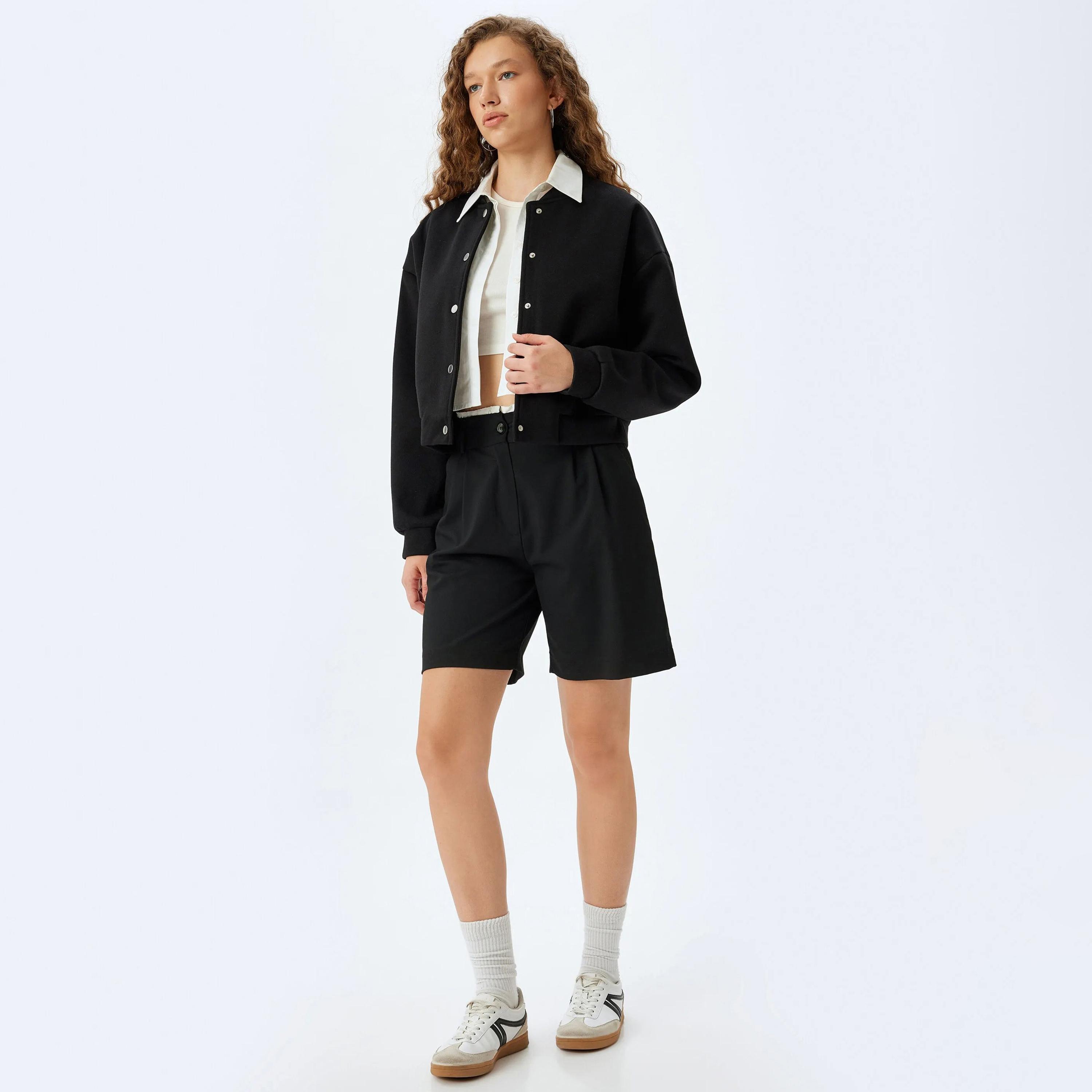 KOTON Black Mandarin Women's Cardigan-women-winterwear-cardigansandjumpers-cardigans-image-2