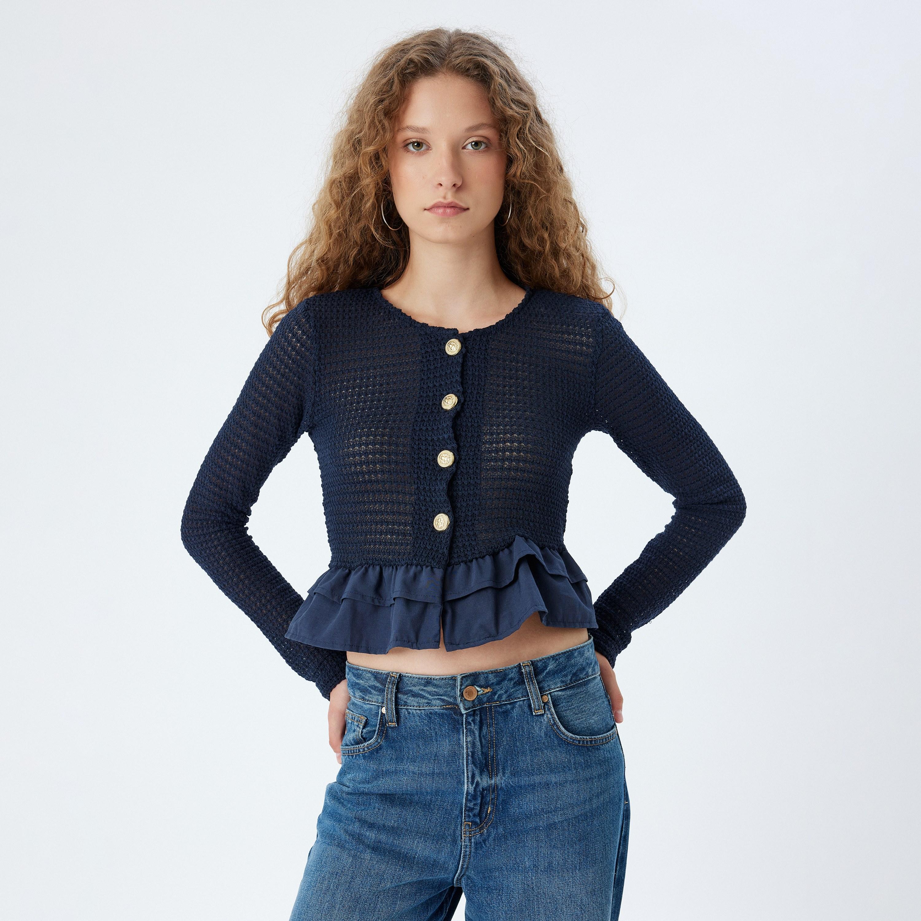 KOTON Blue Knitted Women's Cardigan-women-winterwear-cardigansandjumpers-cardigans-image-1
