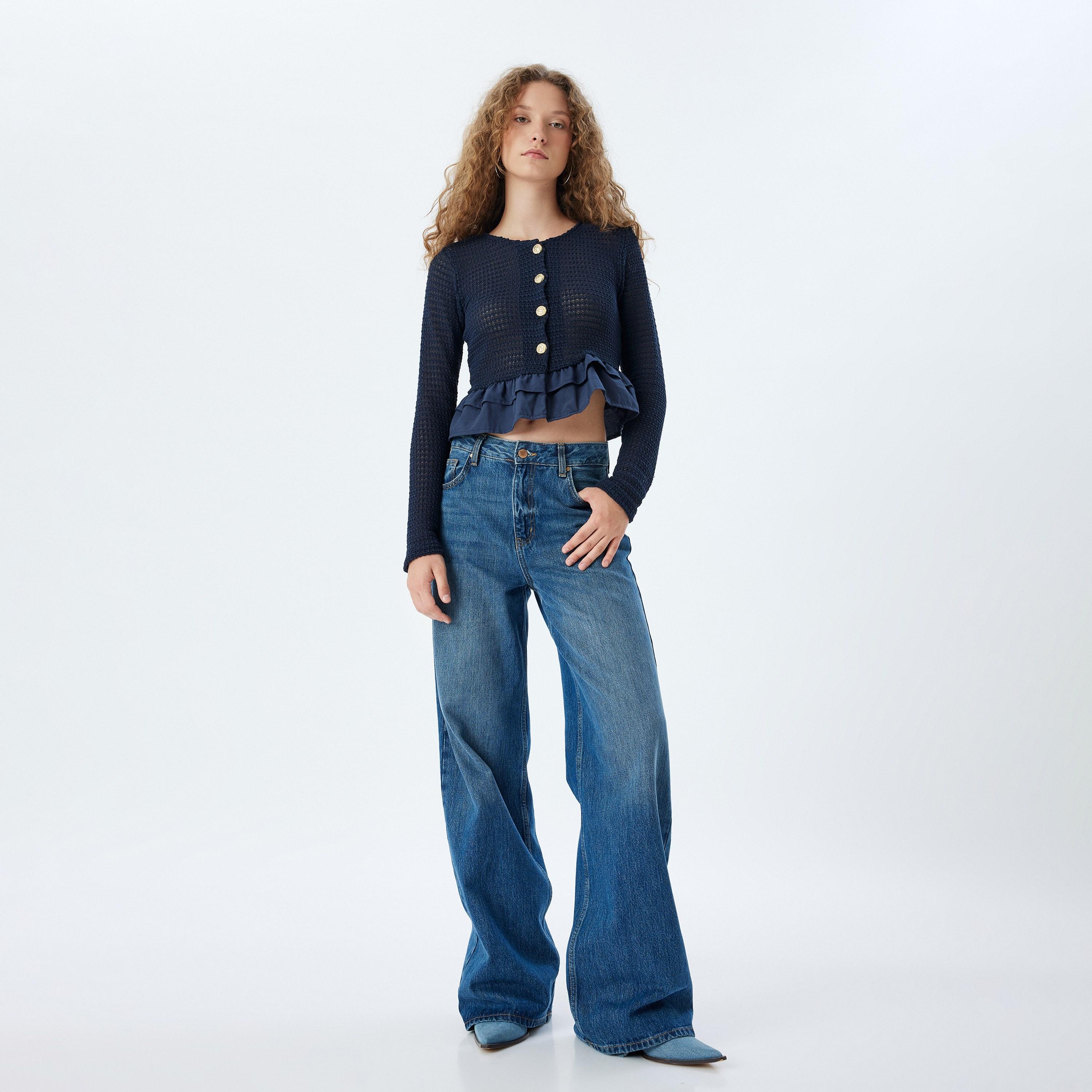 KOTON Blue Knitted Women's Cardigan-women-winterwear-cardigansandjumpers-cardigans-image-2