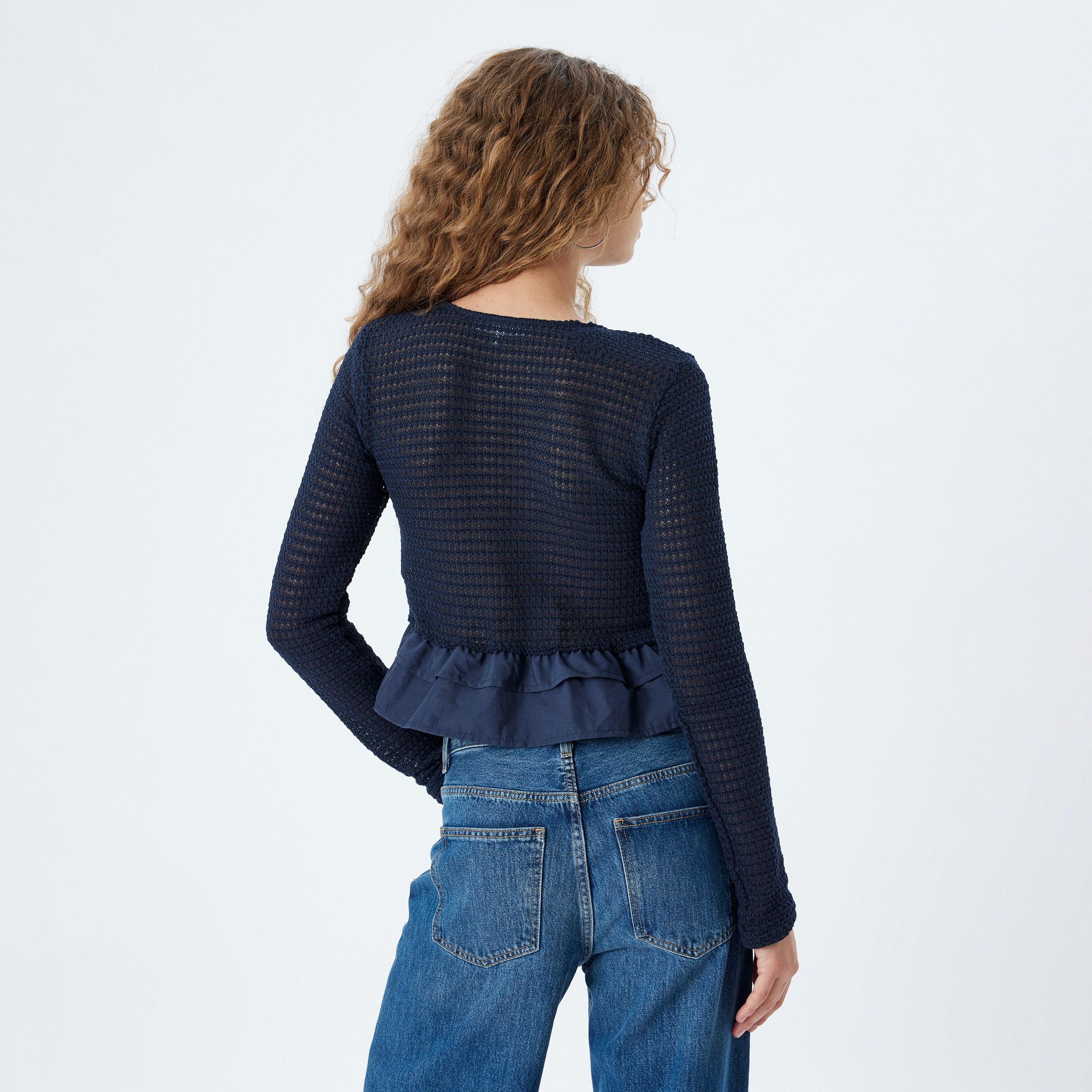 KOTON Blue Knitted Women's Cardigan-women-winterwear-cardigansandjumpers-cardigans-image-3
