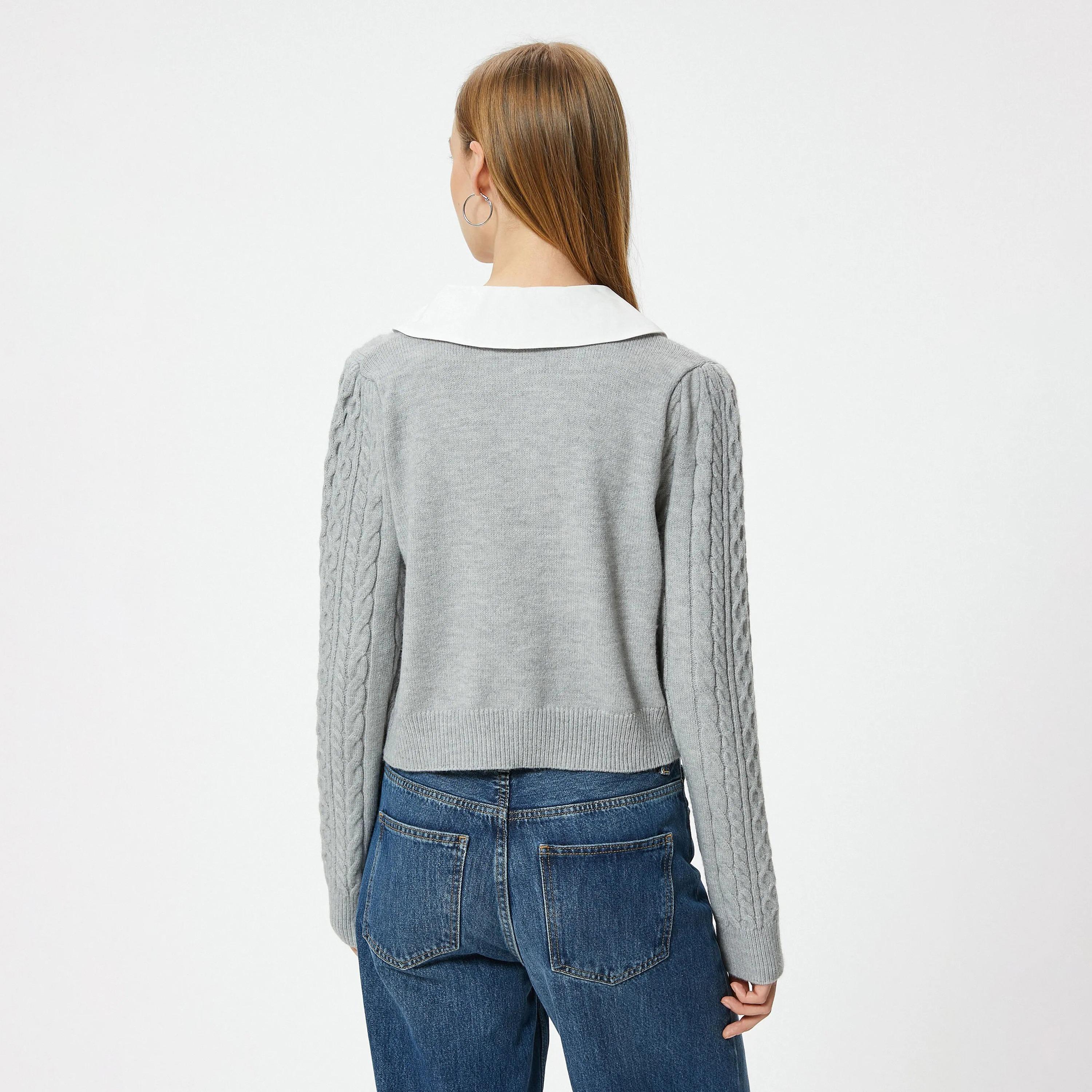 كارديجان نسائي رمادي محبوك بالكابل من كوتون-women-winterwear-cardigansandjumpers-cardigans-image-3