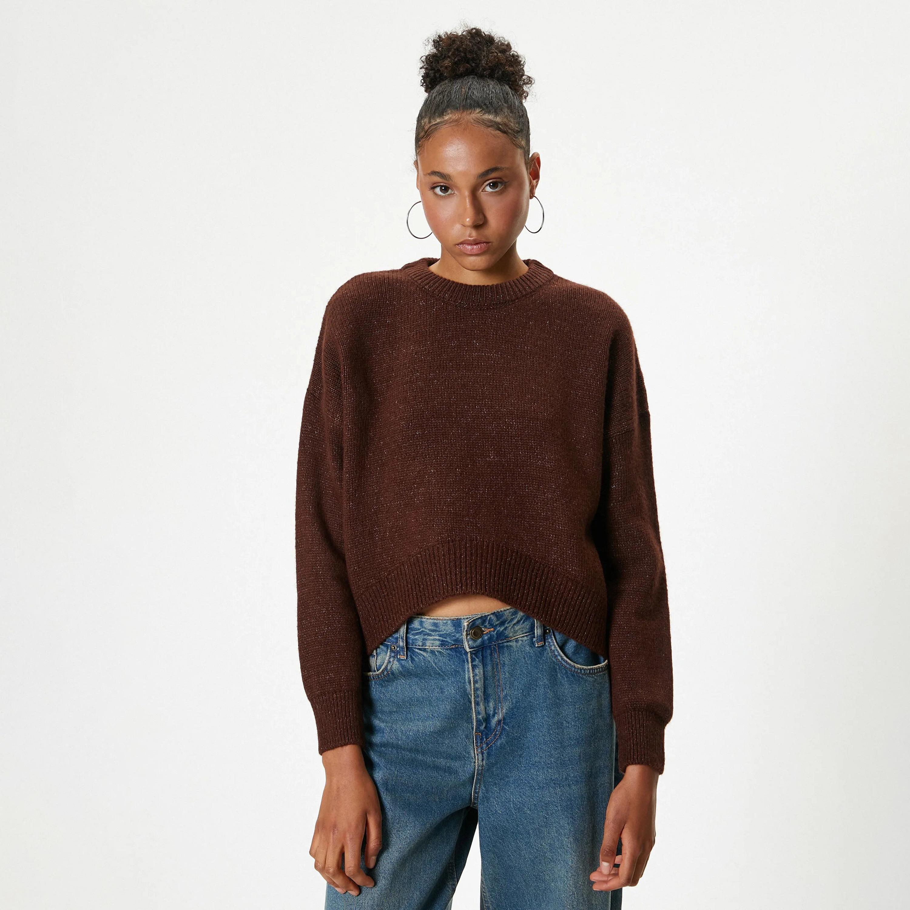 KOTON Brown Dropped Sleeves Women's Sweater-women-winterwear-cardigansandjumpers-jumpers-image-1