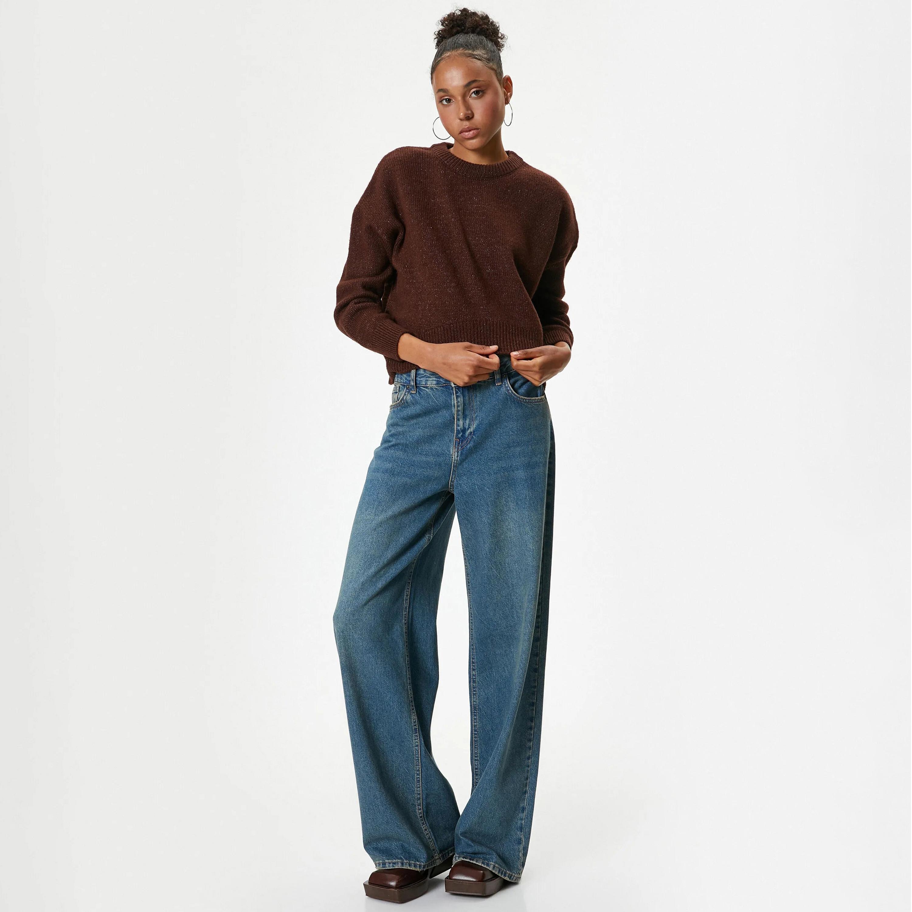 KOTON Brown Dropped Sleeves Women's Sweater-women-winterwear-cardigansandjumpers-jumpers-image-2