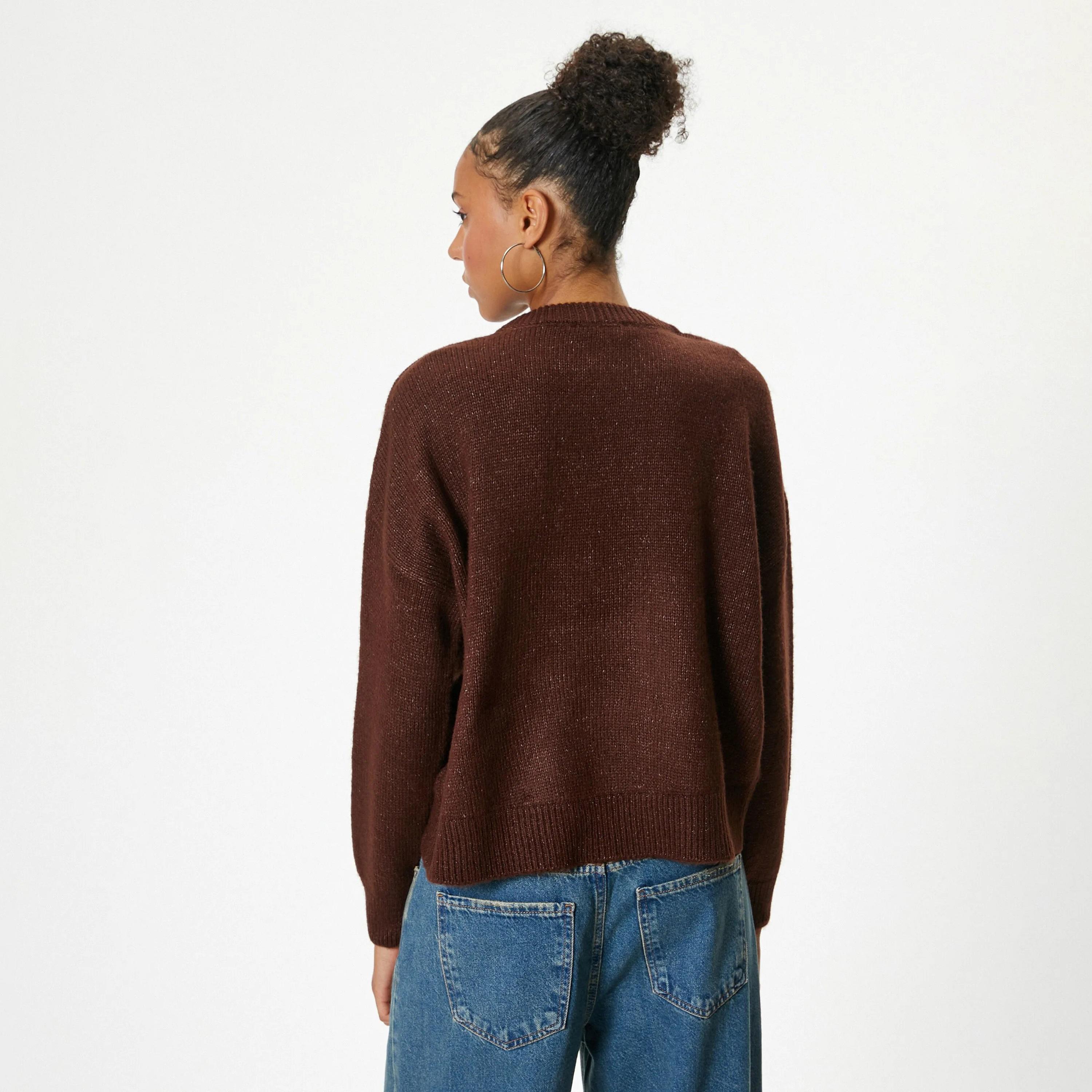 KOTON Brown Dropped Sleeves Women's Sweater-women-winterwear-cardigansandjumpers-jumpers-image-3