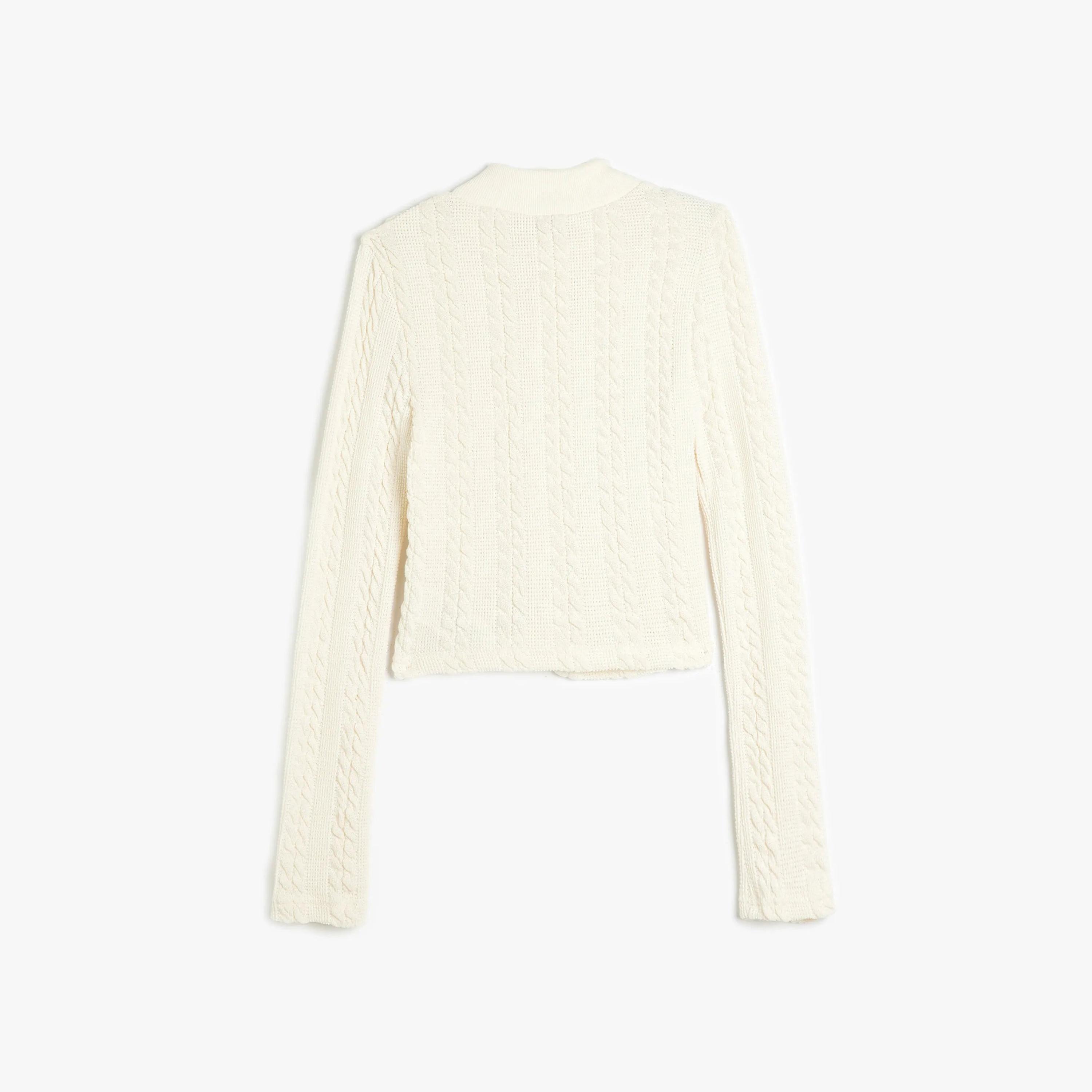 KOTON Cable Knitted High Neck Women's Cardigan-women-winterwear-cardigansandjumpers-cardigans-image-2