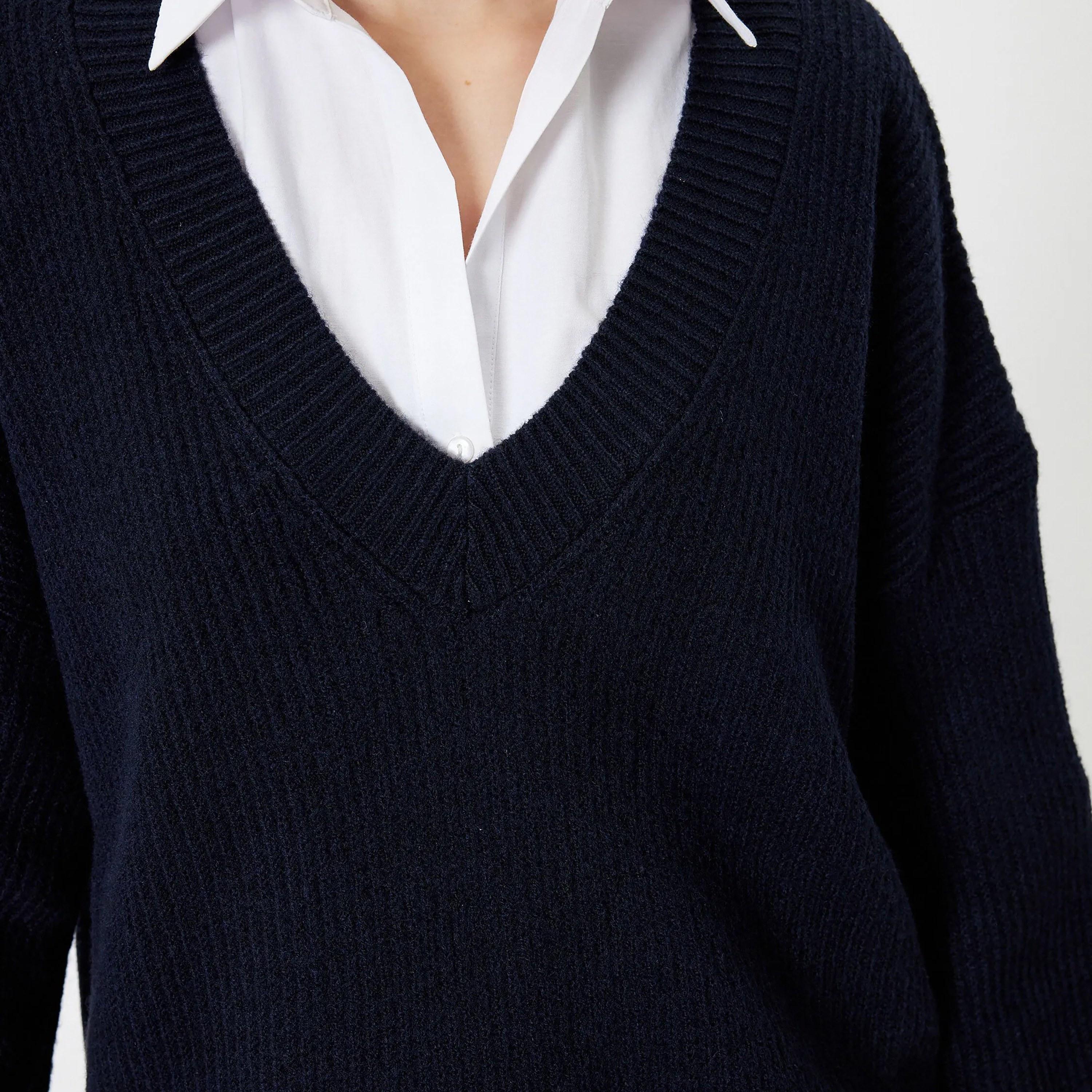 KOTON Blue Ribbed Dropped Sleeves Women's Sweater-women-winterwear-cardigansandjumpers-jumpers-image-4