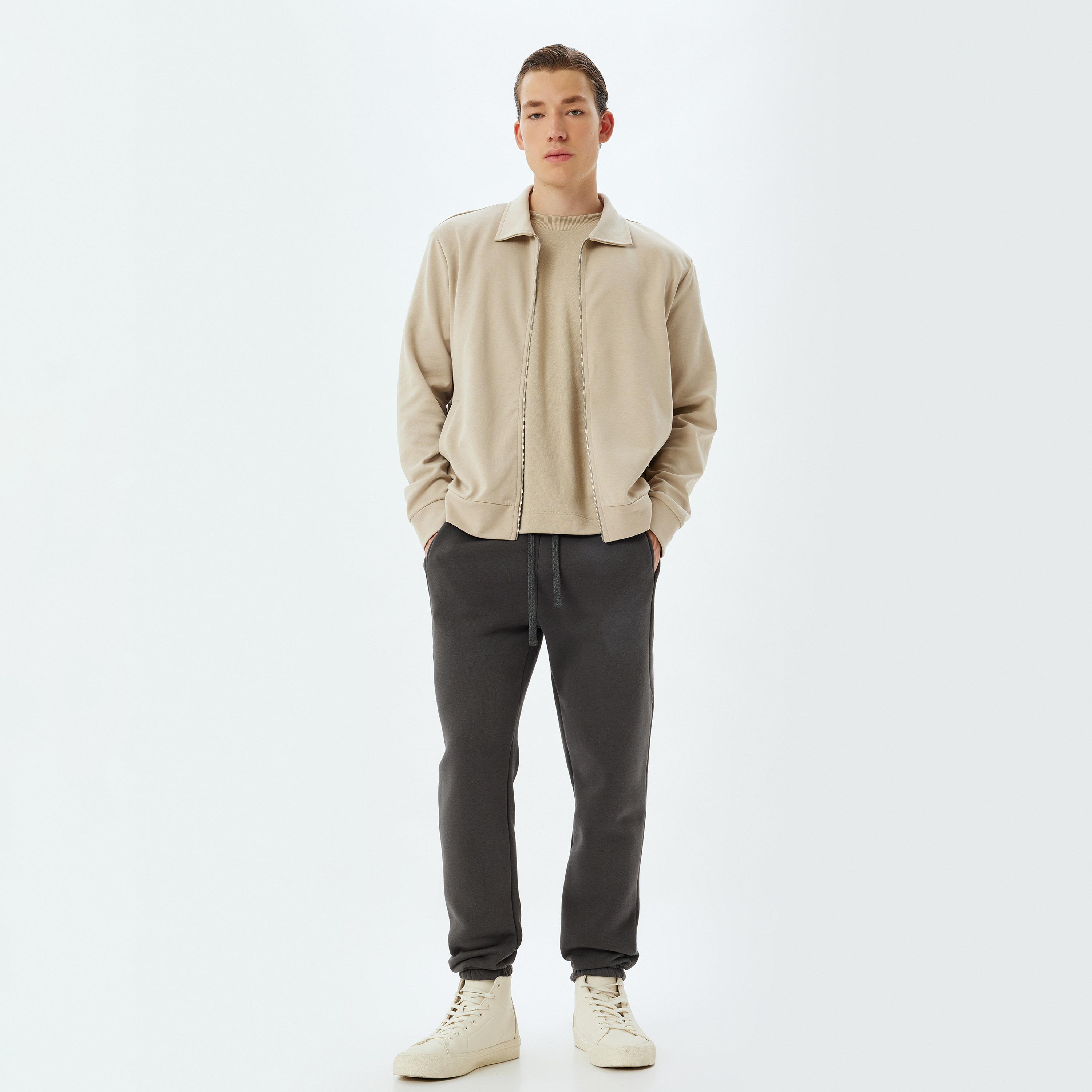 KOTON Plain Drawstring Men's Joggers-men-clothing-bottoms-joggers-image-2