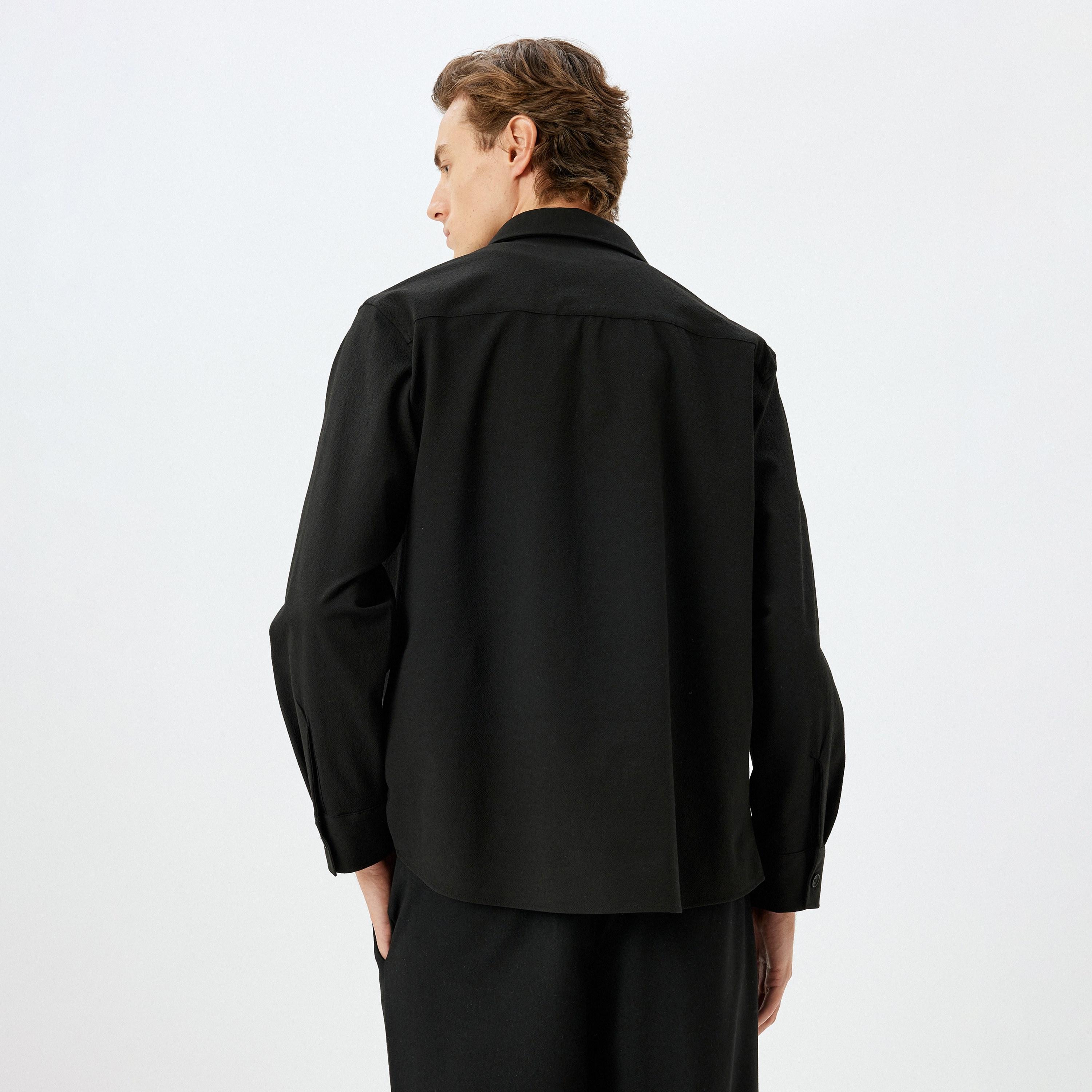 KOTON Black Collared Men's Shirt-men-clothing-shirts-image-3
