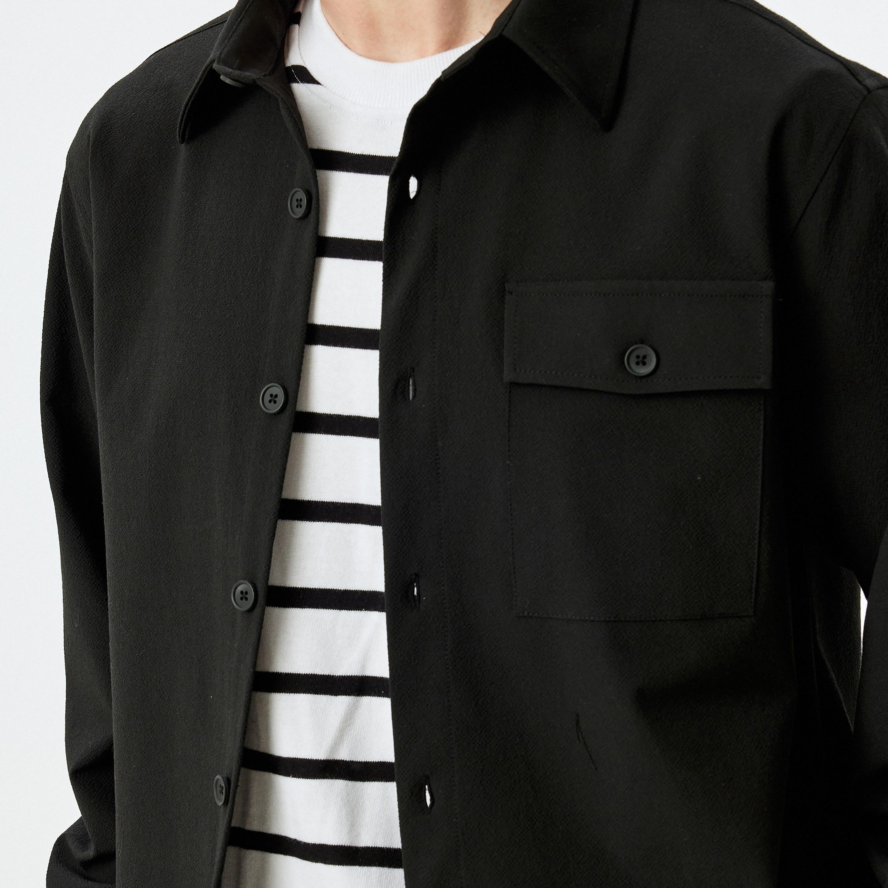 قميص رجالي أسود بياقة من كوتون-men-clothing-shirts-image-4