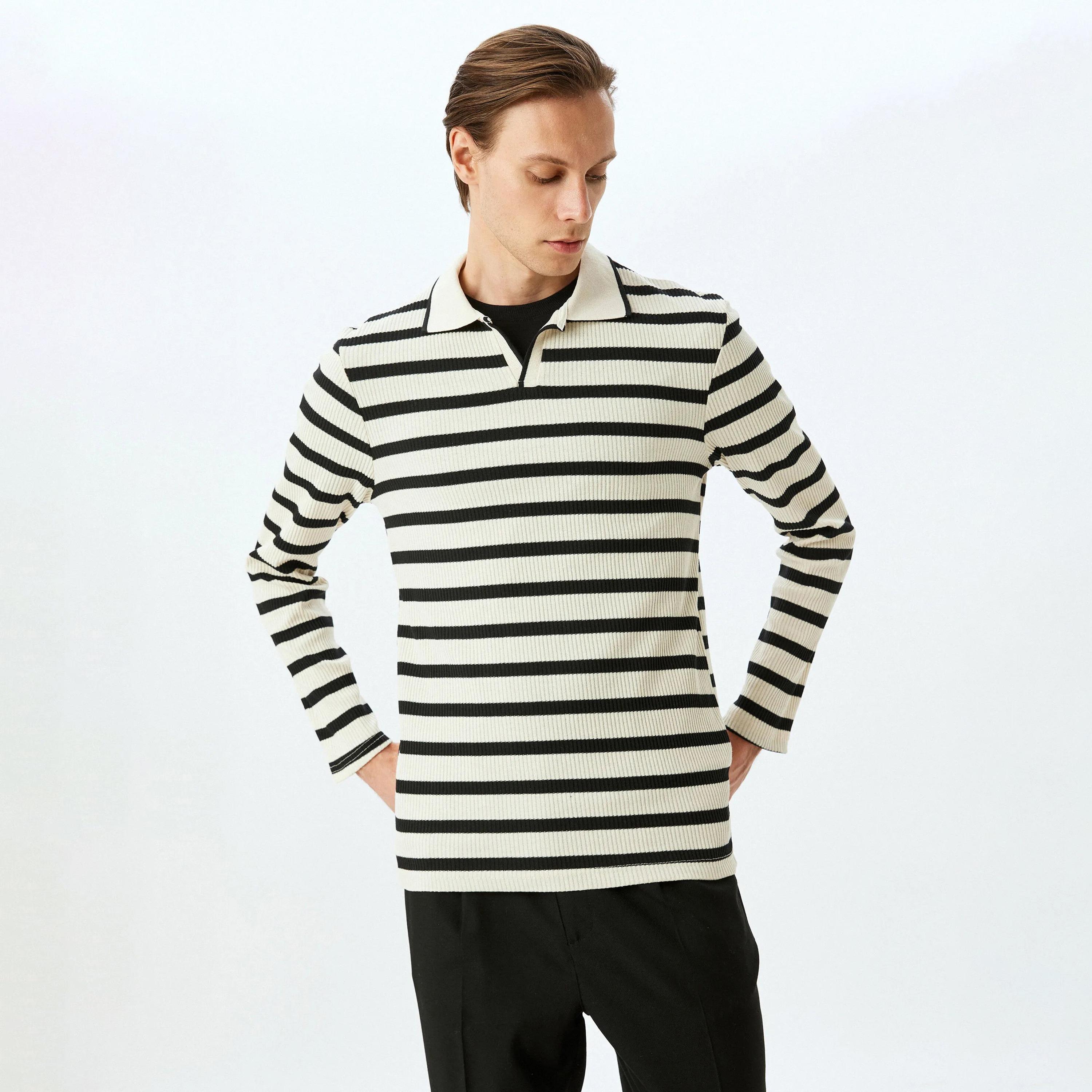 KOTON Striped Collared Long Sleeves Men's Sweater-men-clothing-sweatersandpullovers-image-1