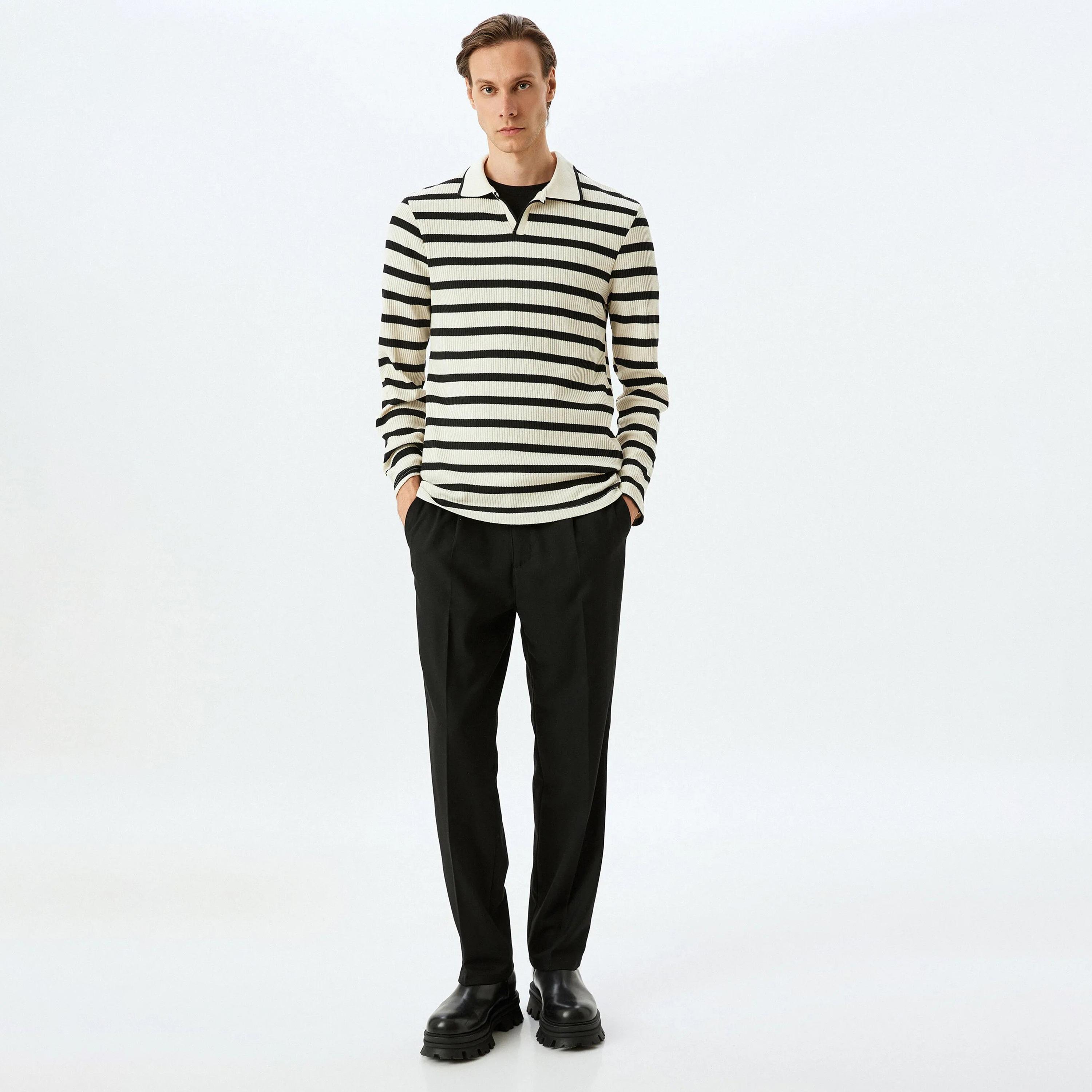 KOTON Striped Collared Long Sleeves Men's Sweater-men-clothing-sweatersandpullovers-image-2