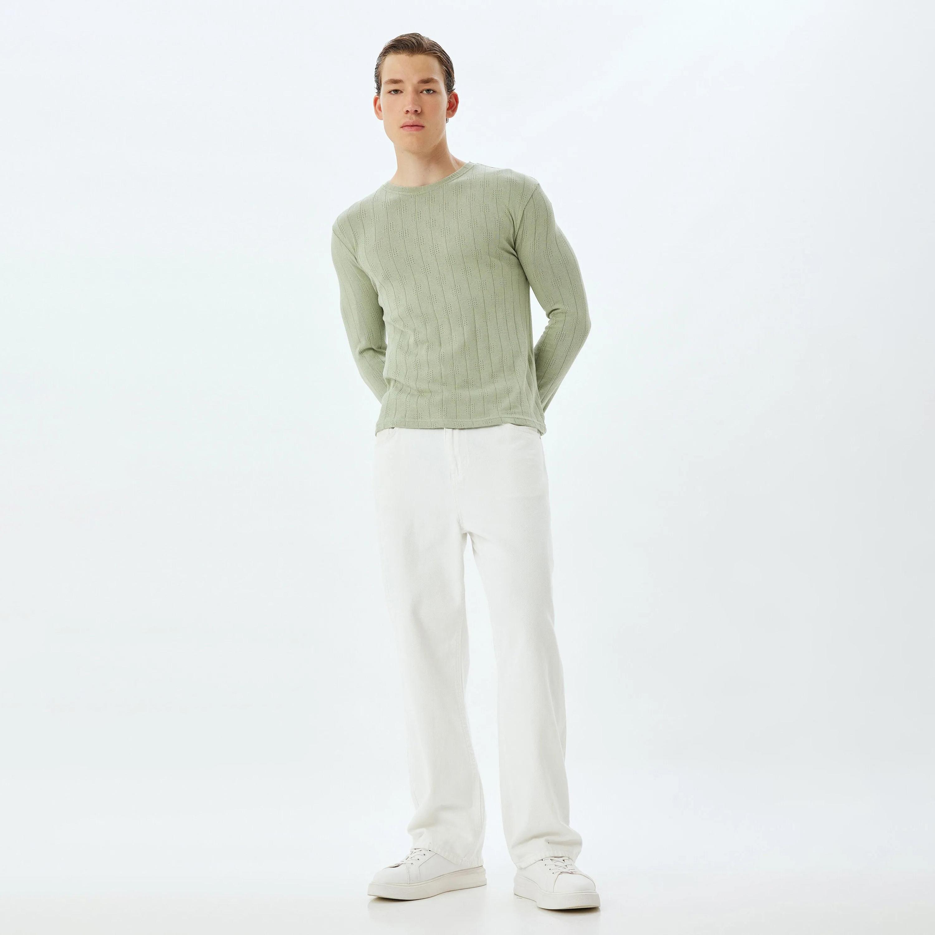 KOTON Textured Round Neck Long Sleeves Men's Sweater-men-clothing-sweatersandpullovers-image-2