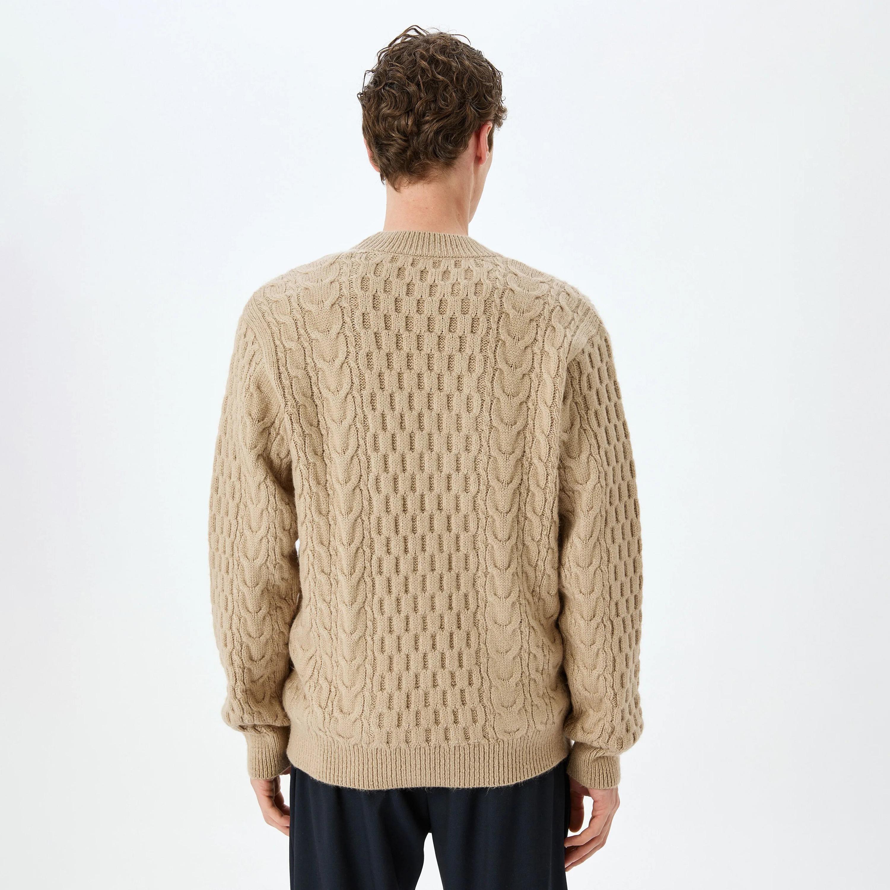 KOTON Cable Knitted V-Neck Long Sleeves Men's Cardigan-men-clothing-sweatersandpullovers-image-4