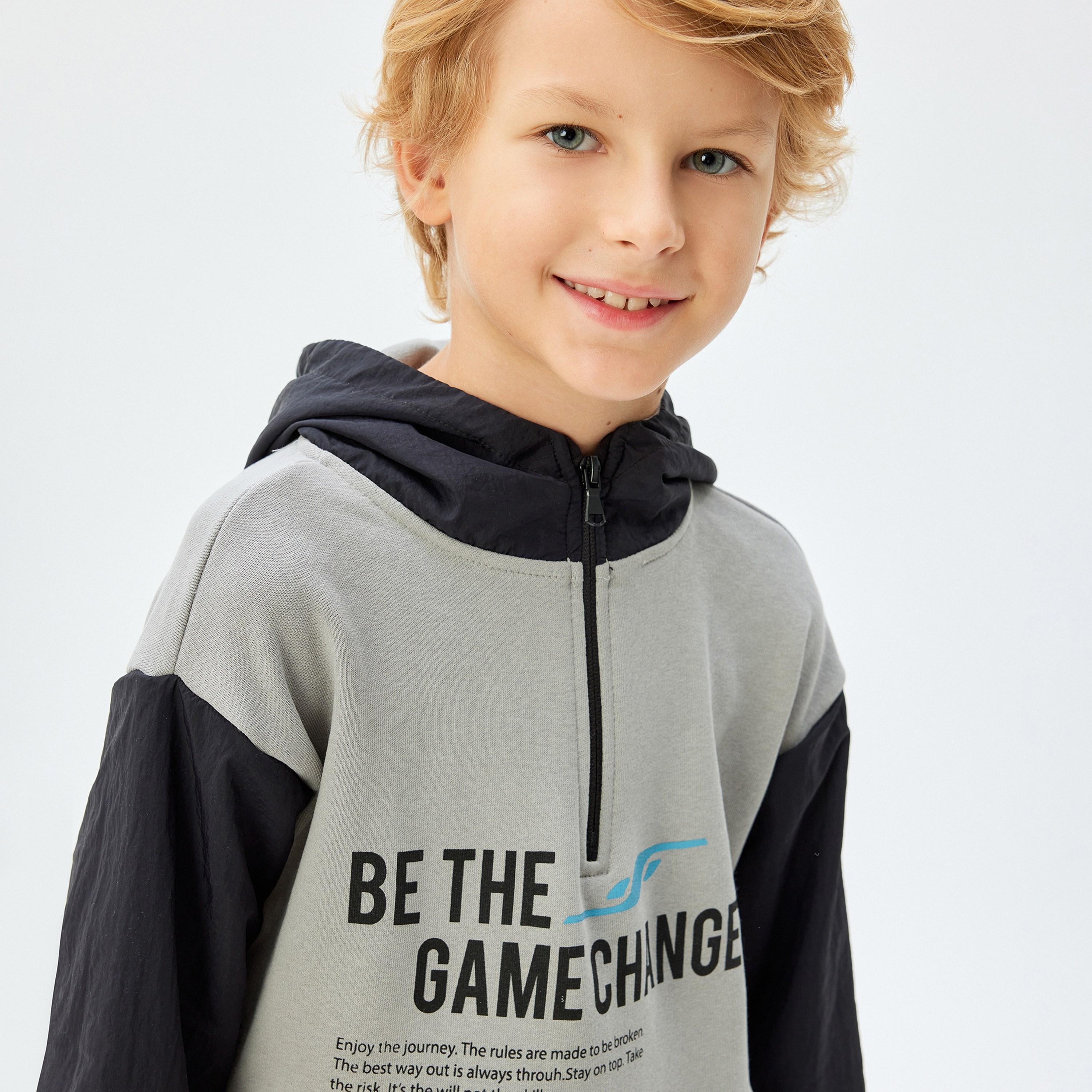 هودي بأكمام طويلة ونقشة مطبوعة مع نصف سحاب من كوتون-boys-clothing-sweatshirts-image-2