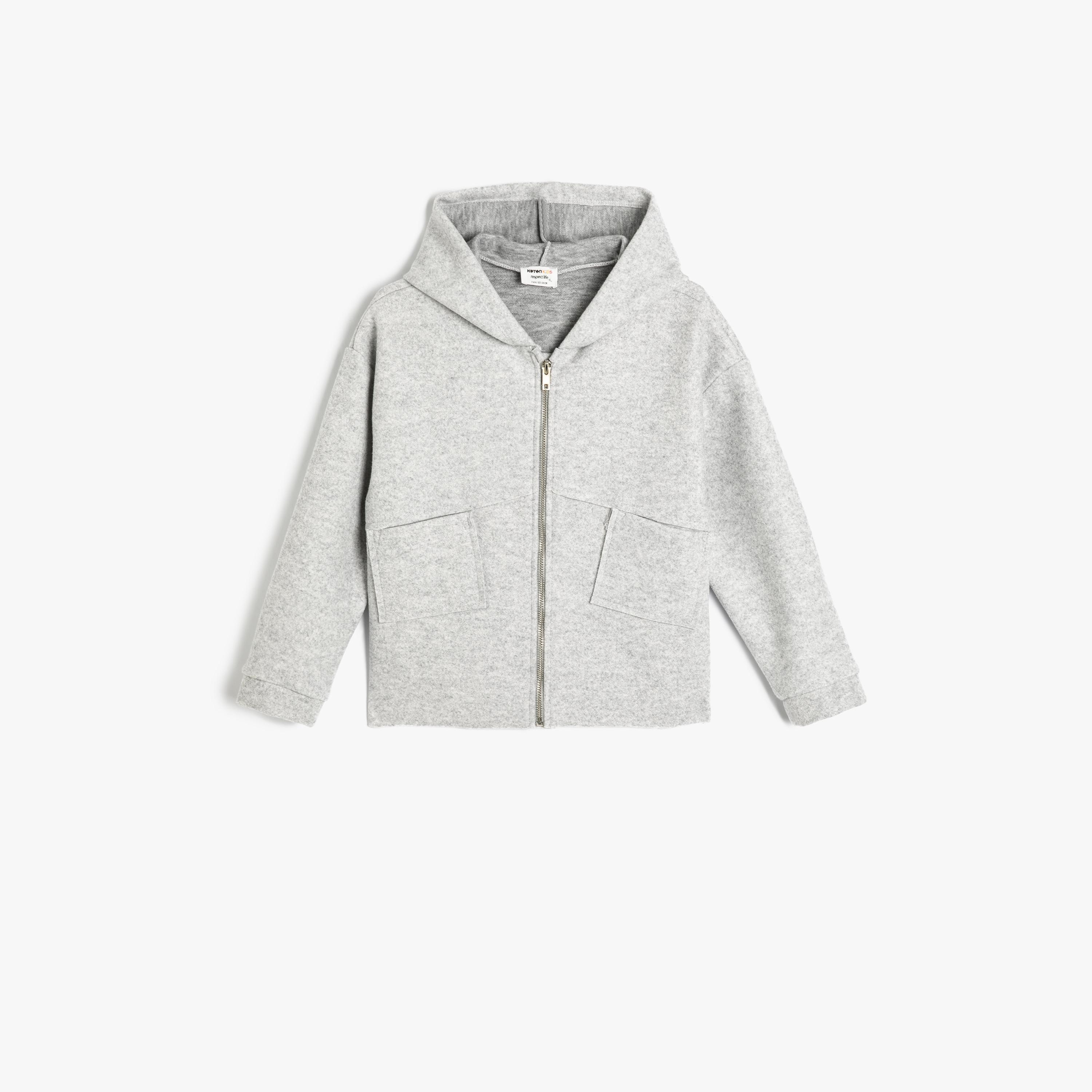 Koton Long Sleeves Hooded Neck Solid Jacket-girls-clothing-jacketsandcoats-image-1