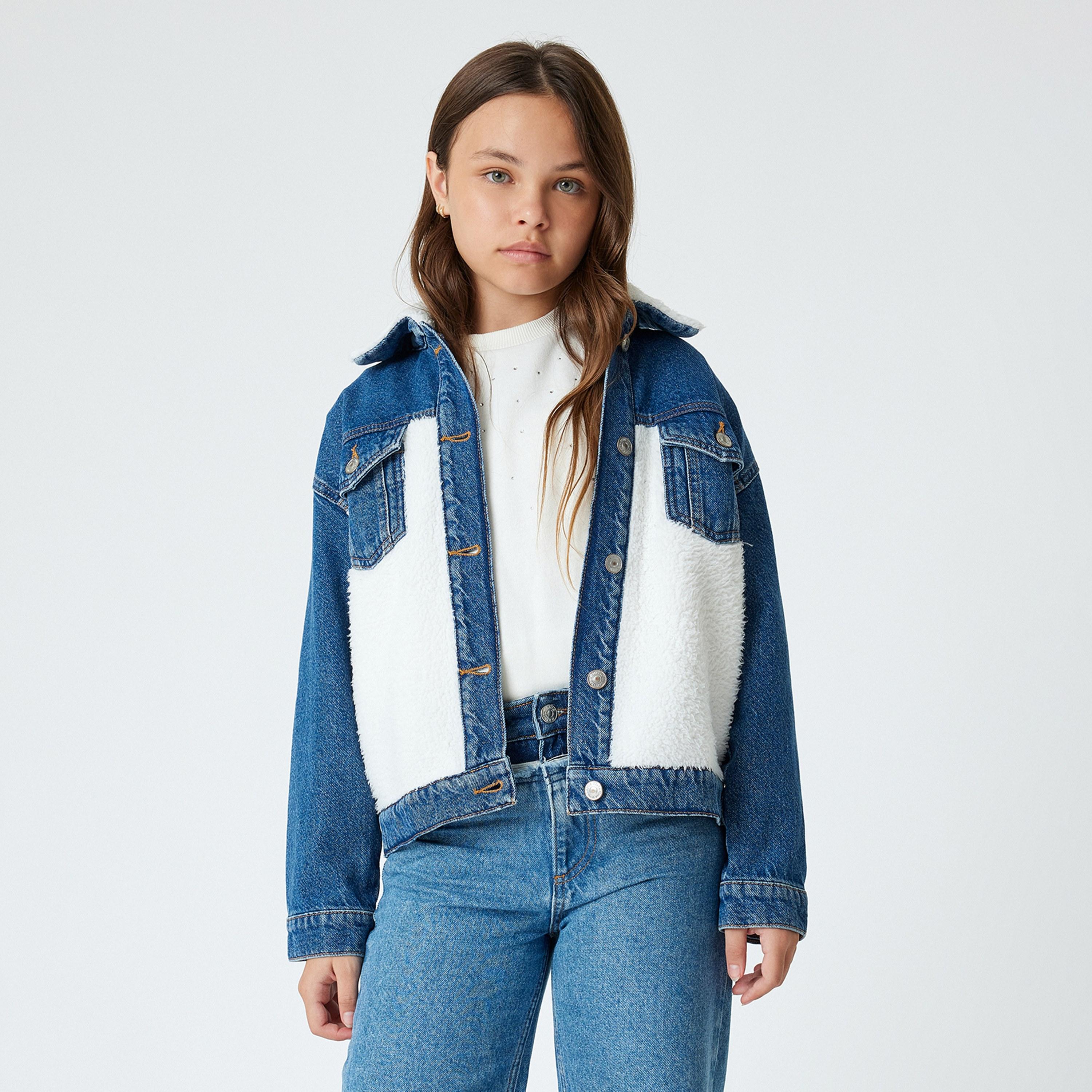 Koton Long Sleeves Collar Neck Solid Jacket-girls-clothing-jacketsandcoats-image-1