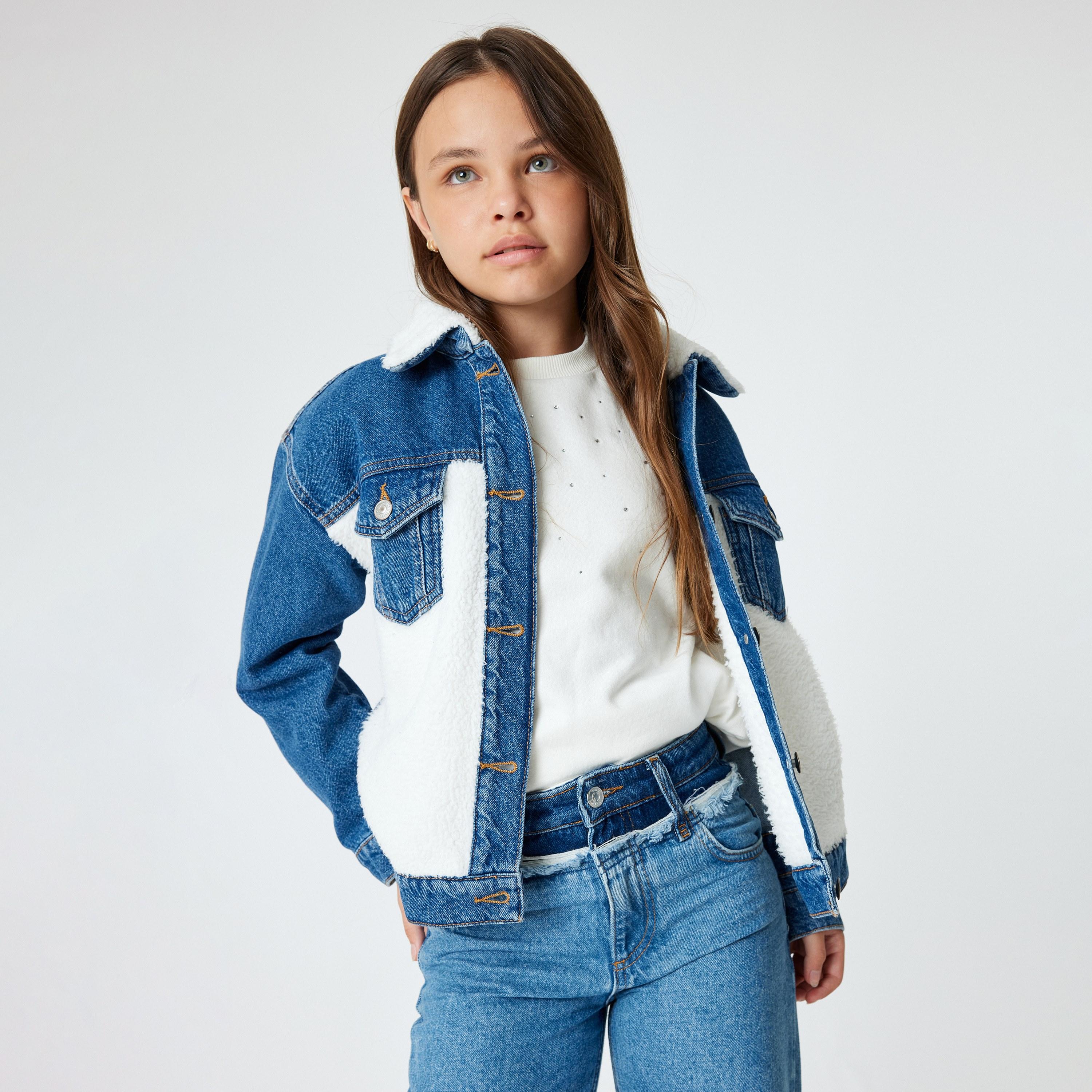 Koton Long Sleeves Collar Neck Solid Jacket-girls-clothing-jacketsandcoats-image-3