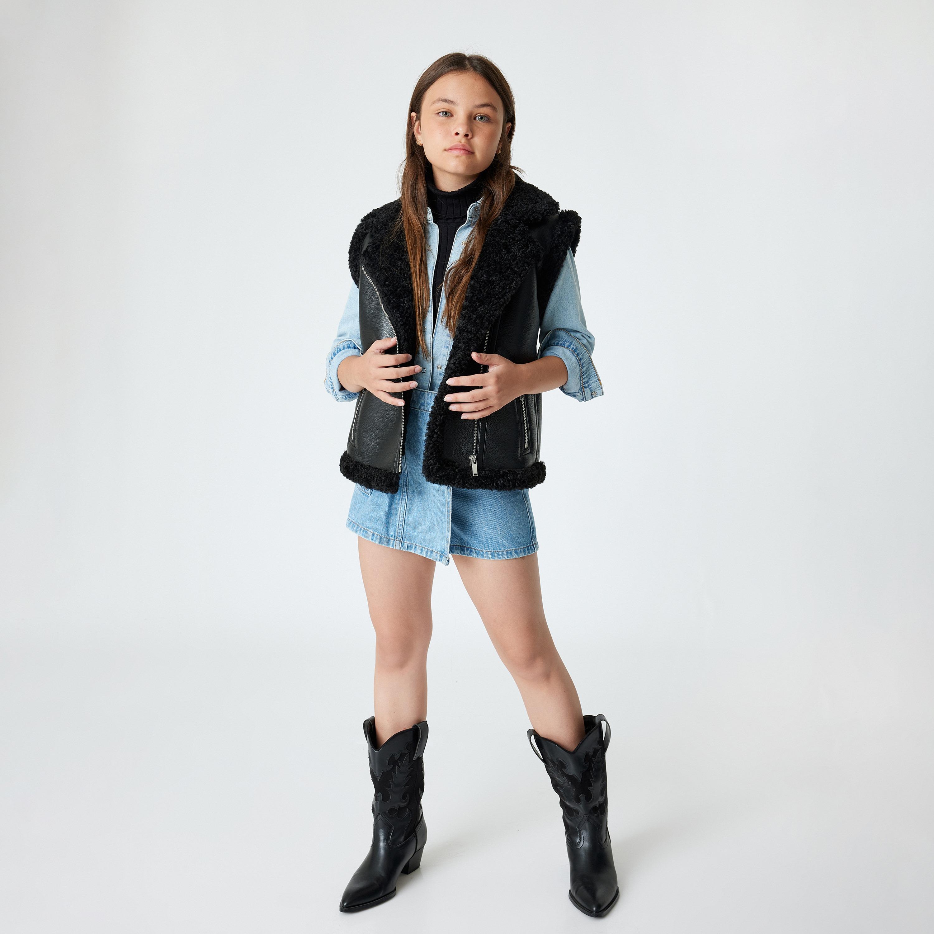 تنورة بأزرار سادة من كوتون-girls-clothing-bottoms-skirts-image-2