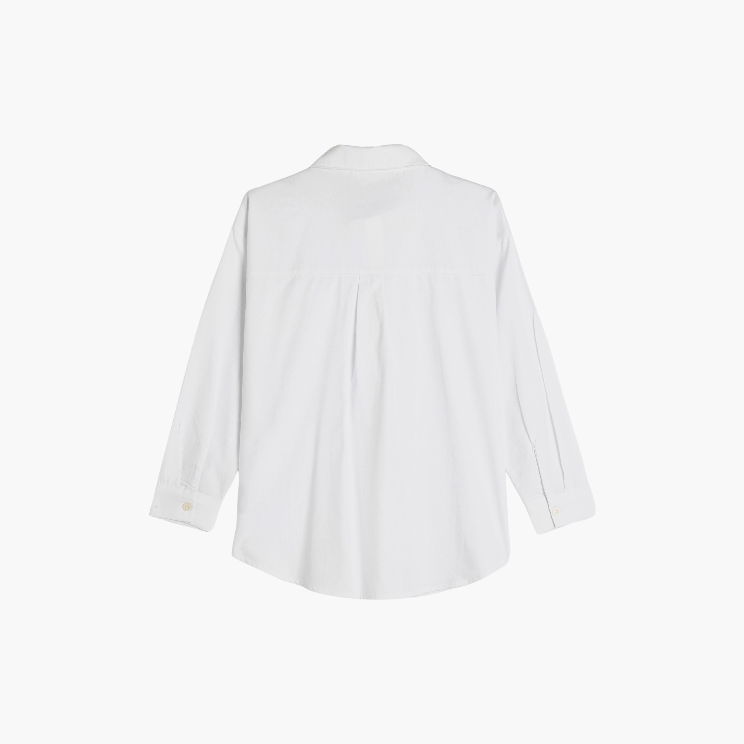 قميص سادة بأكمام طويلة وجيب من كوتون-girls-clothing-blousesandshirts-image-2