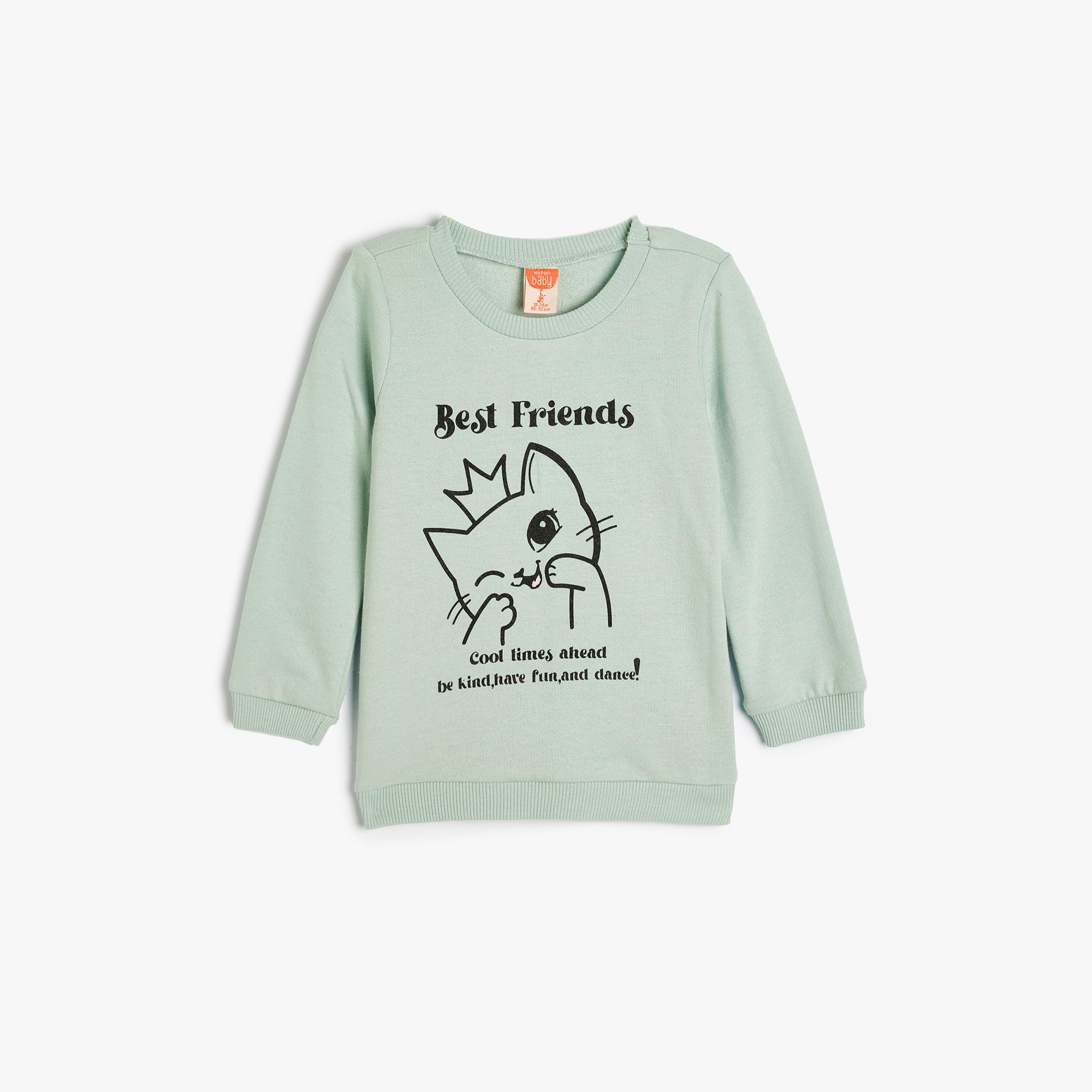 سويتشيرت مطبوع بيست فريندز برقبة دائرية من القطن من كوتون-girls-clothing-sweatshirts-image-1