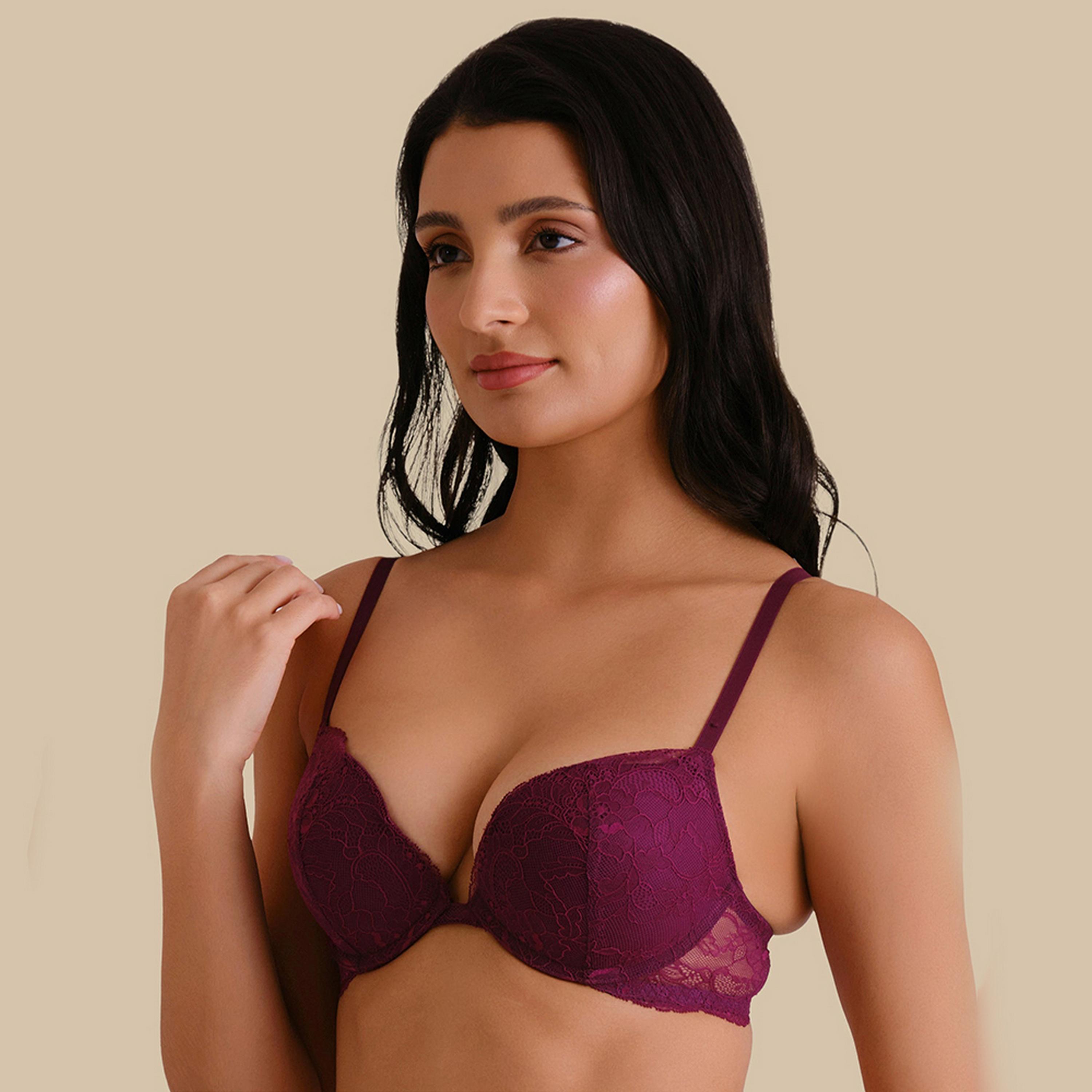 Isla & Evie Soft Foam Wired High Support Padded Women's Plunge Bra-women-clothing-lingerie-bras-image-2