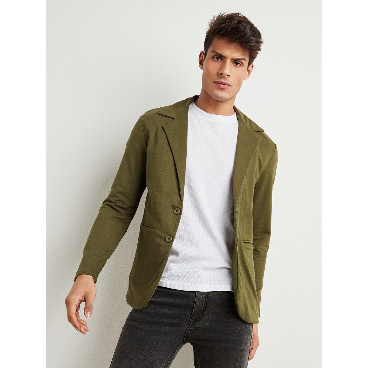 Styli Solid Notch Collar Double Button Blazer-men-winterwear-jacketsandblazers-image-1