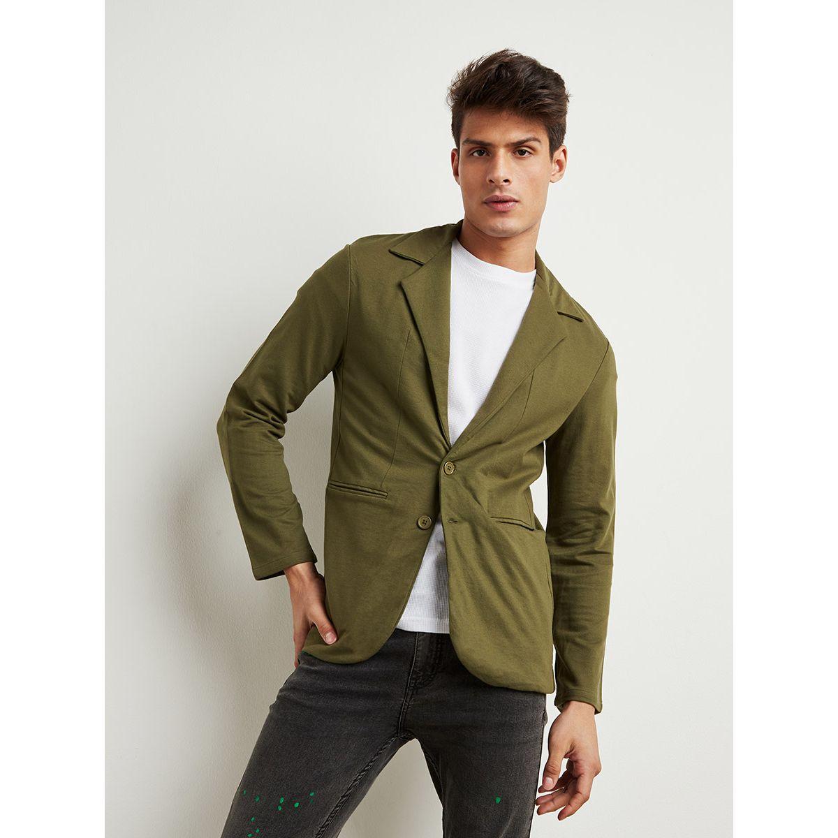 Styli Solid Notch Collar Double Button Blazer-men-winterwear-jacketsandblazers-image-3