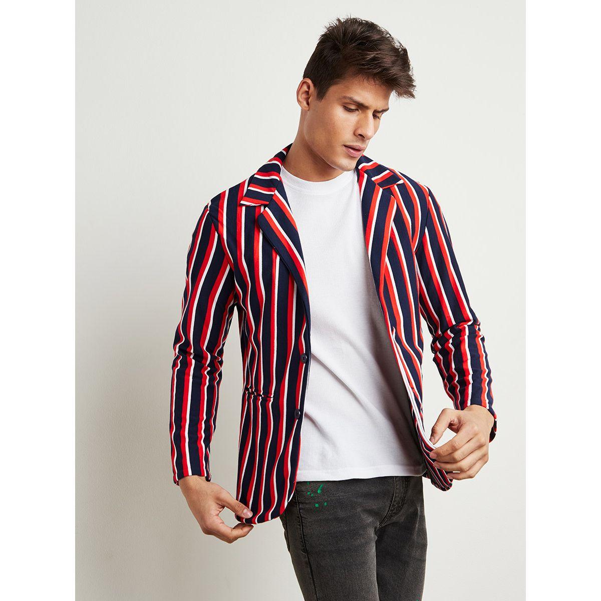 Styli Striped Notch Collar Long Sleeves Blazer-men-winterwear-jacketsandblazers-image-1