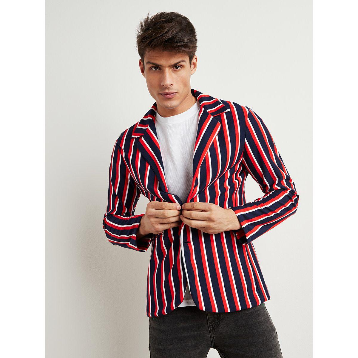 Styli Striped Notch Collar Long Sleeves Blazer-men-winterwear-jacketsandblazers-image-3