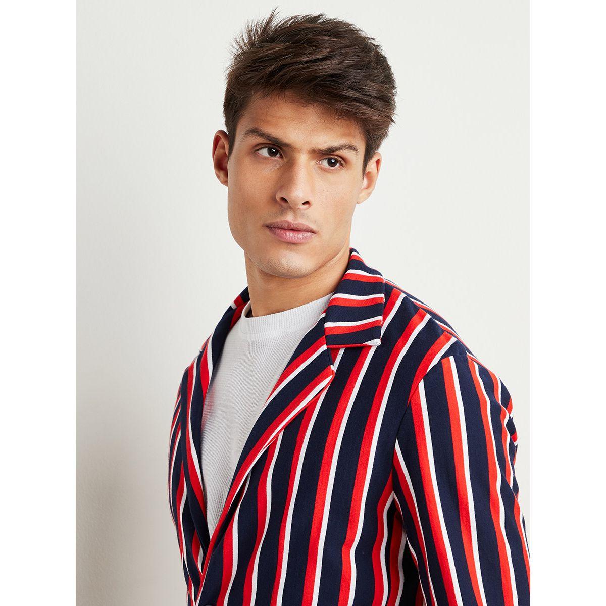 Styli Striped Notch Collar Long Sleeves Blazer-men-winterwear-jacketsandblazers-image-4